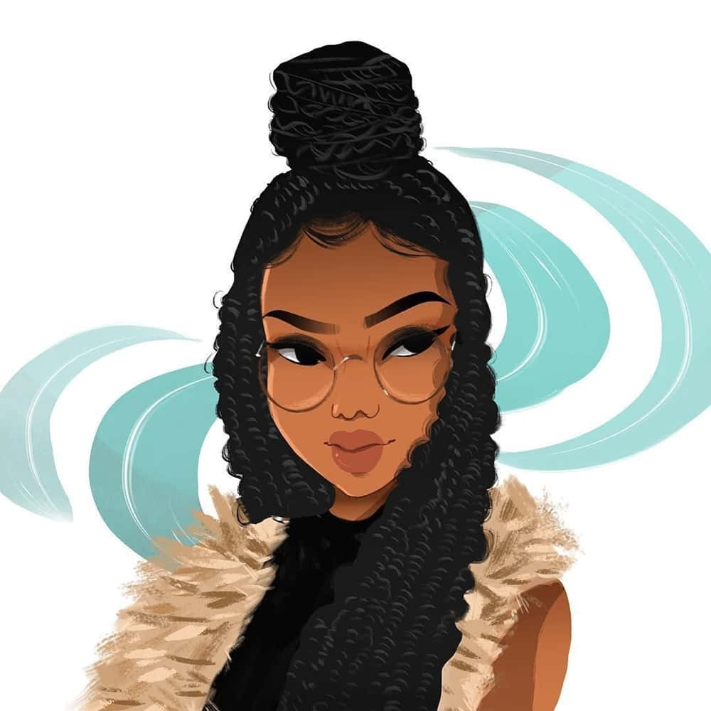 A Black Girl With Glasses And A Furry Vest Background