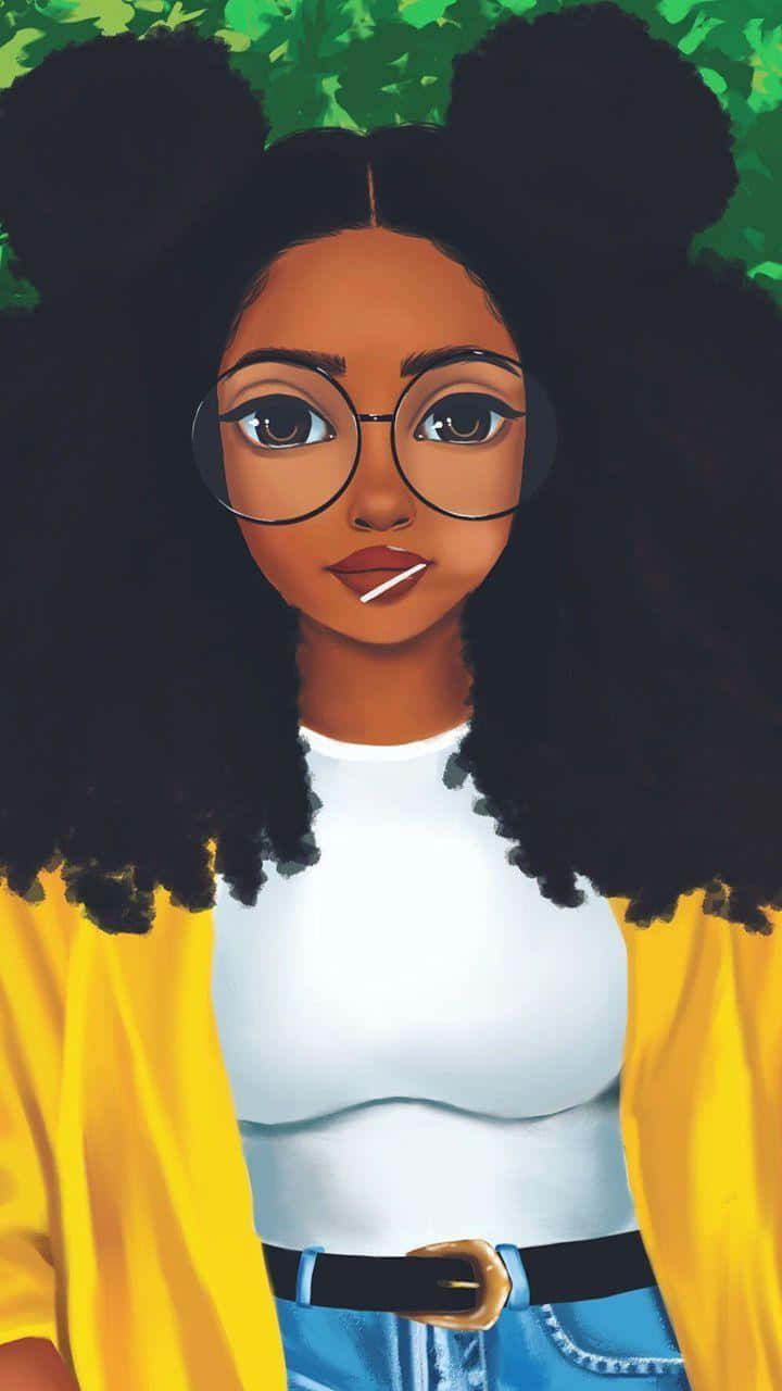 A Black Girl With Glasses And A Yellow Jacket Background