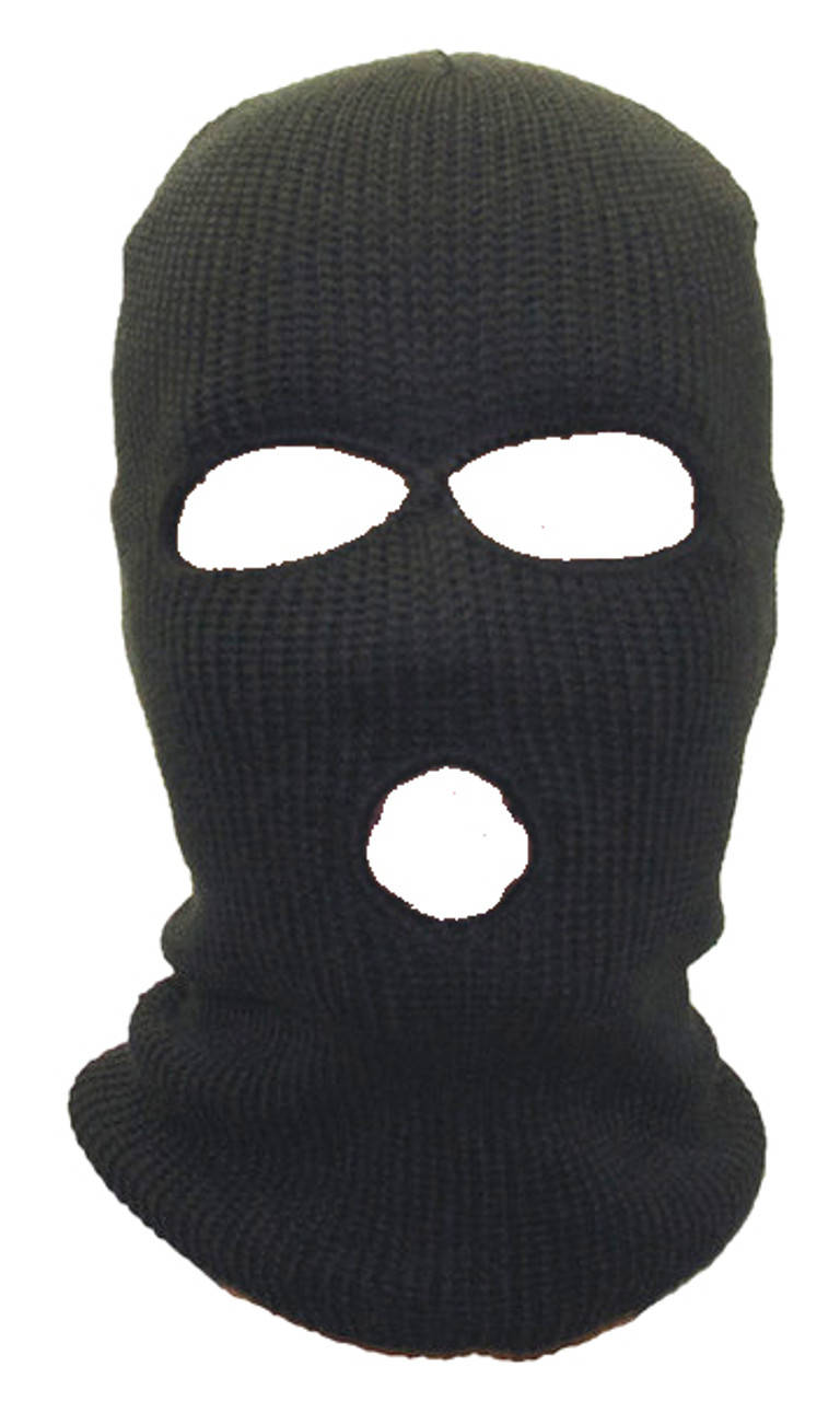 A Black Knitted Mask With A Hole In The Middle Background