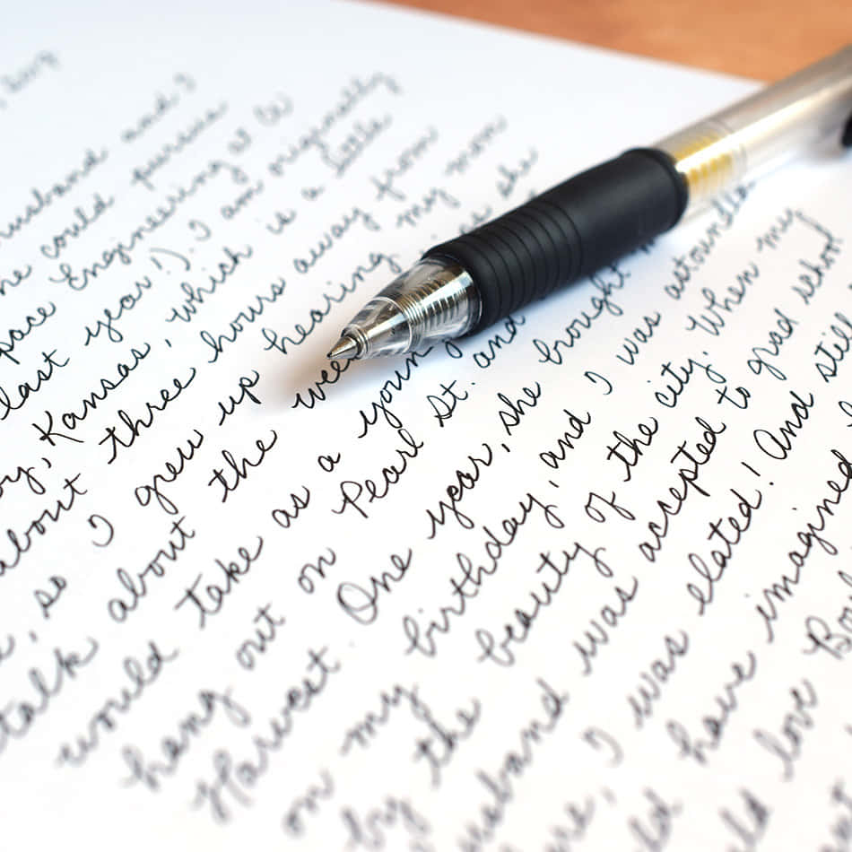 A Black Pen Over An Illegible Essay Background