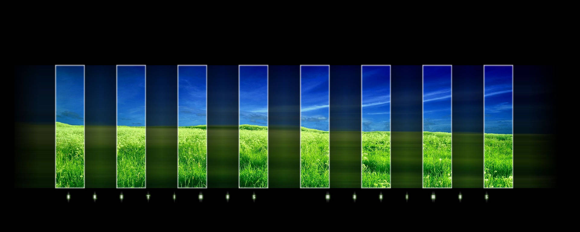 A Black Screen With Green Grass And Blue Sky Background