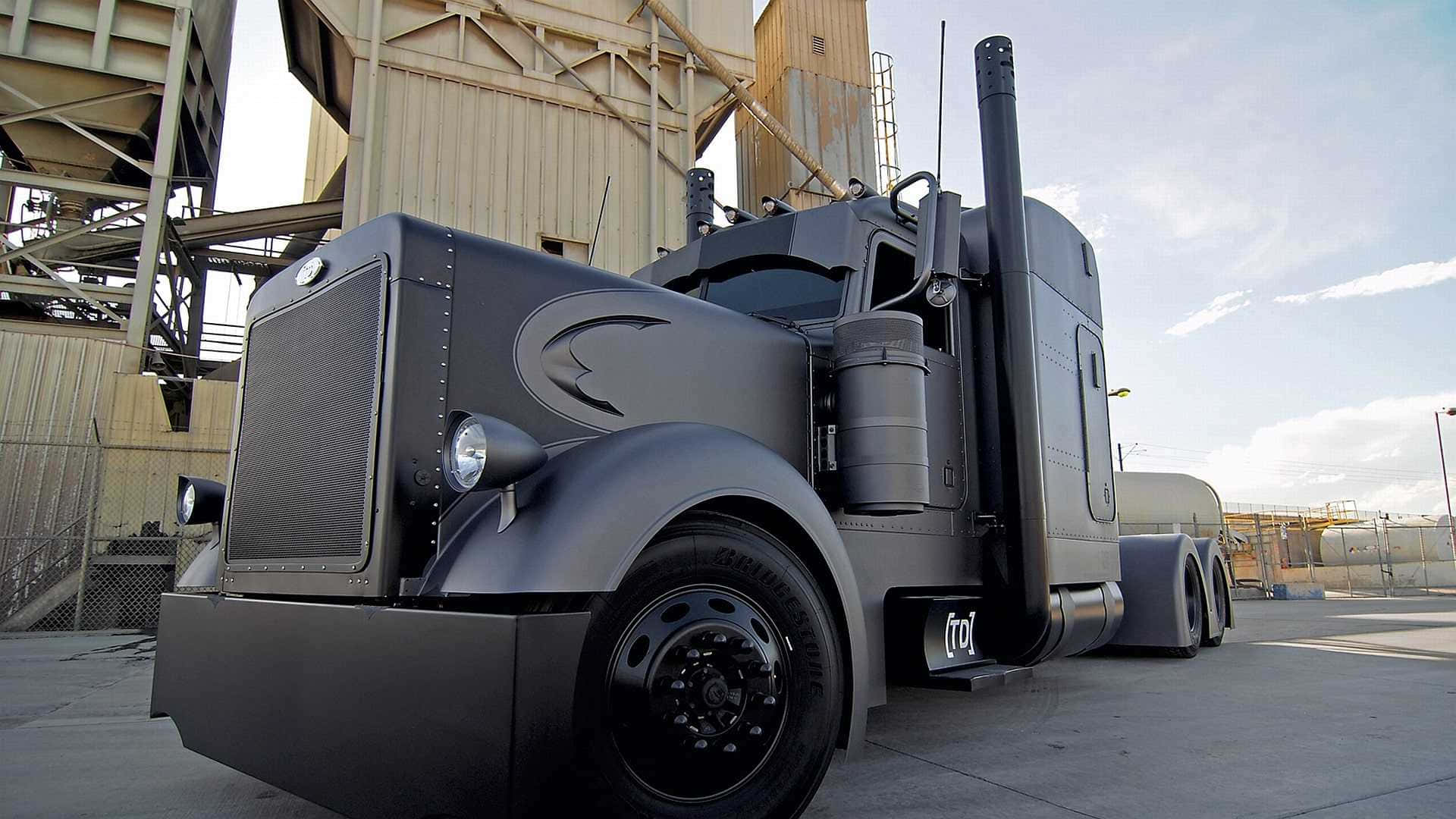 A Black Semi Truck Background