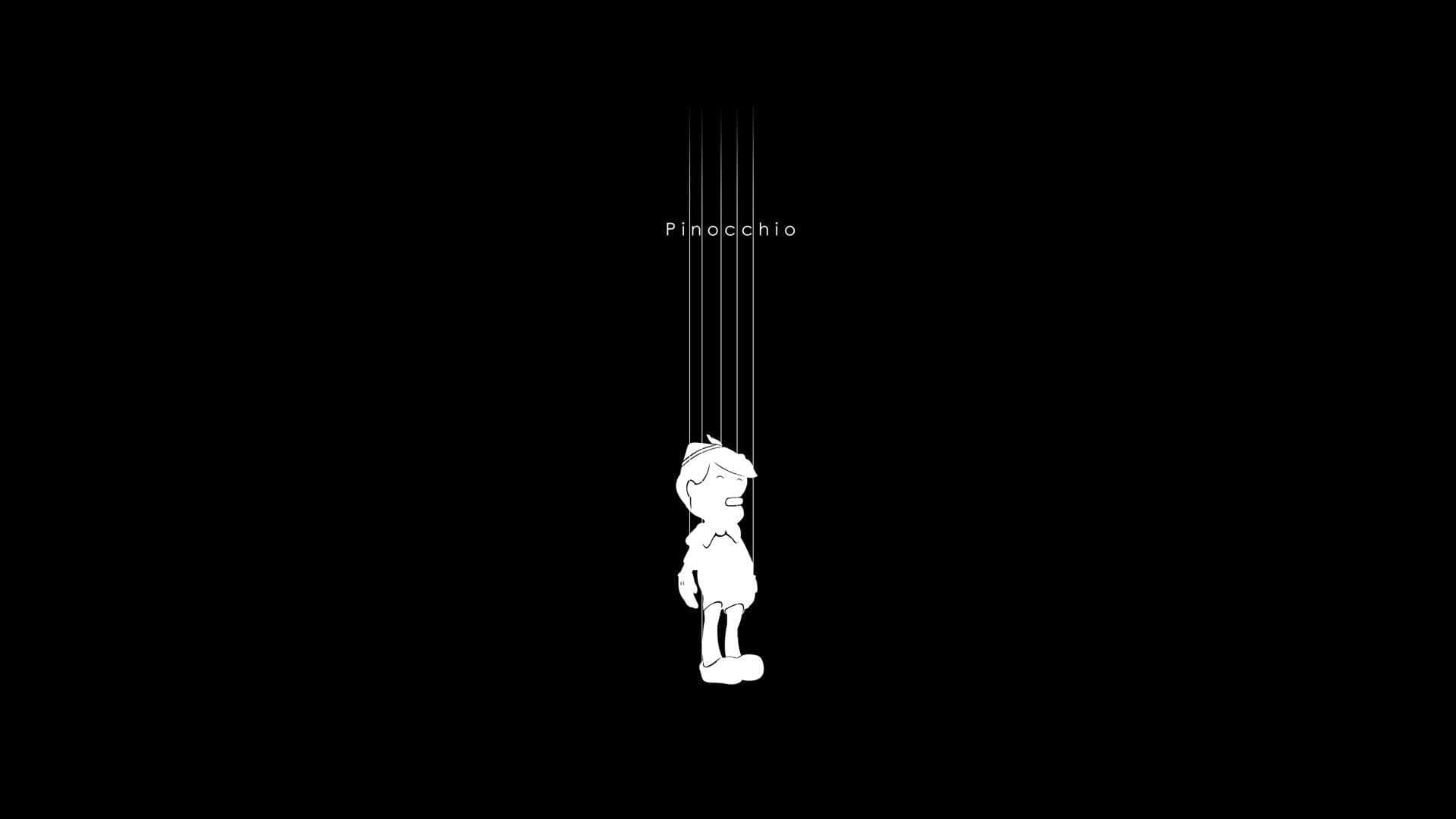 A Black Silhouette Of A Person Standing On A String Background