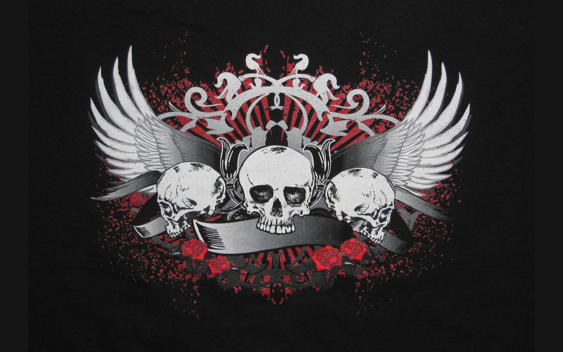 A Black T - Shirt With A Skull And Wings