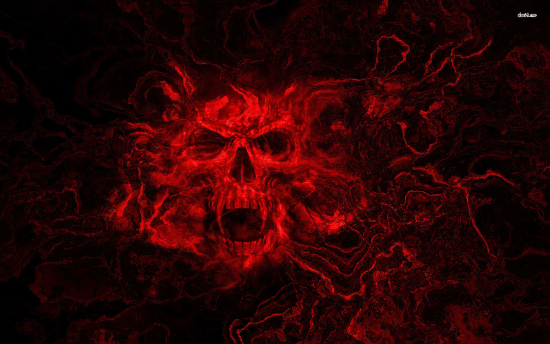 A Blazing Red Flame Skull Background