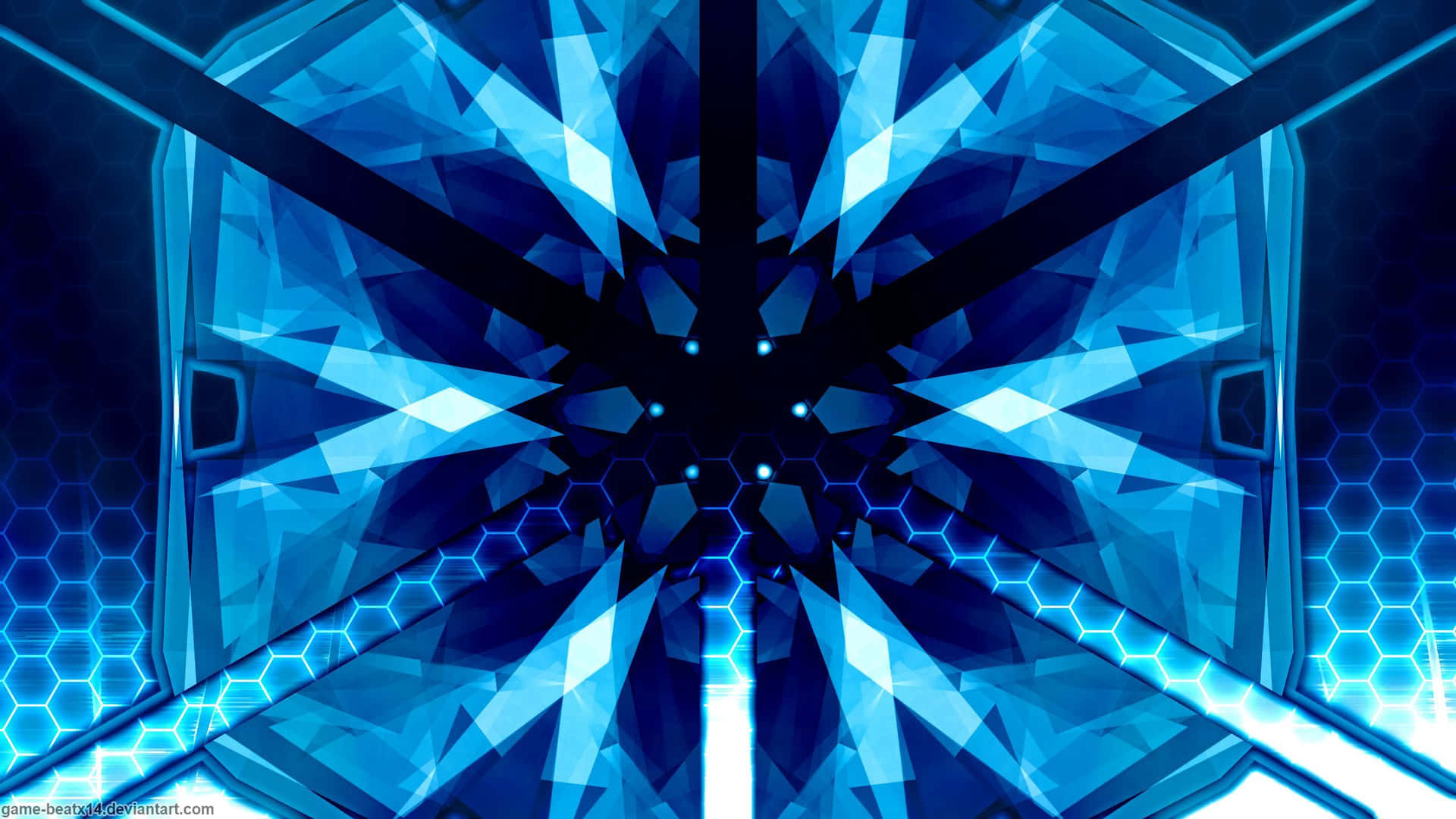 A Blue Abstract Design With Blue Lights Background