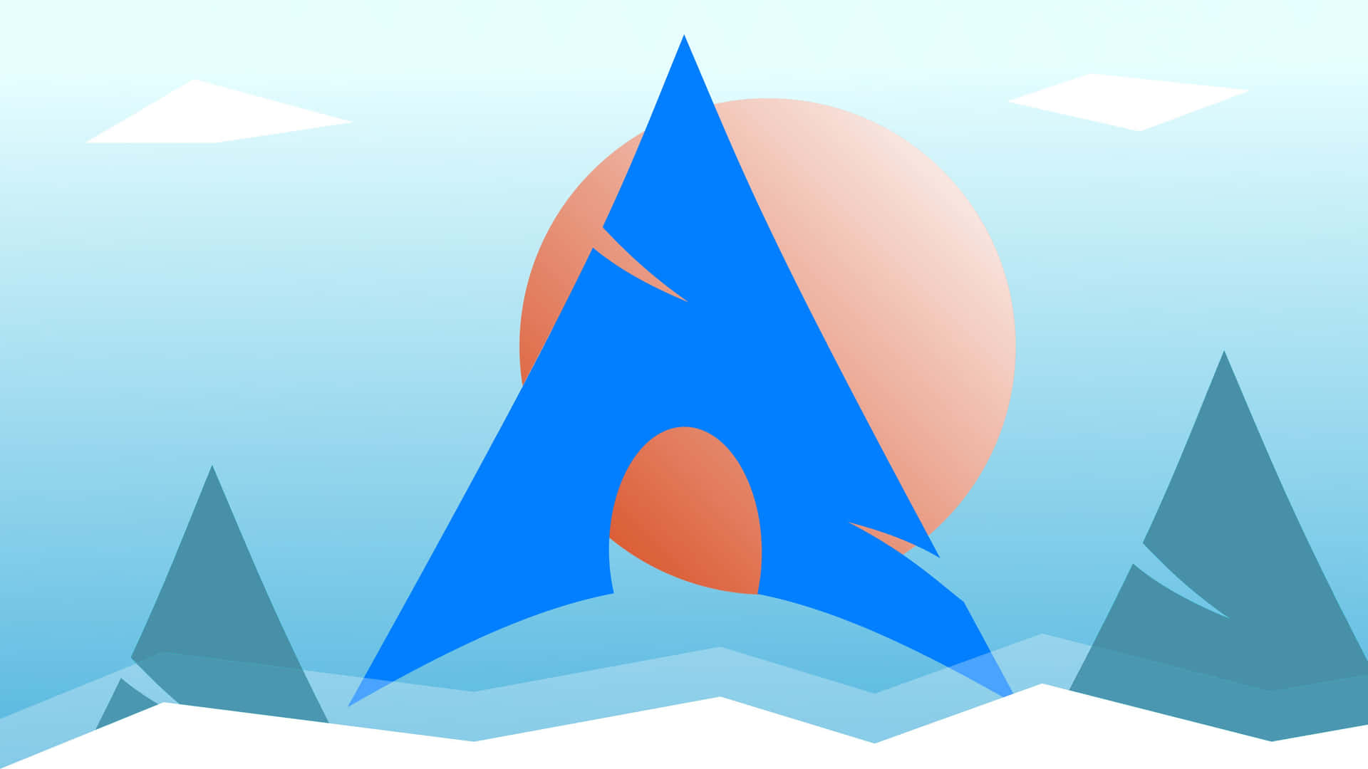 A Blue And Blue Arrow With Snow On It Background