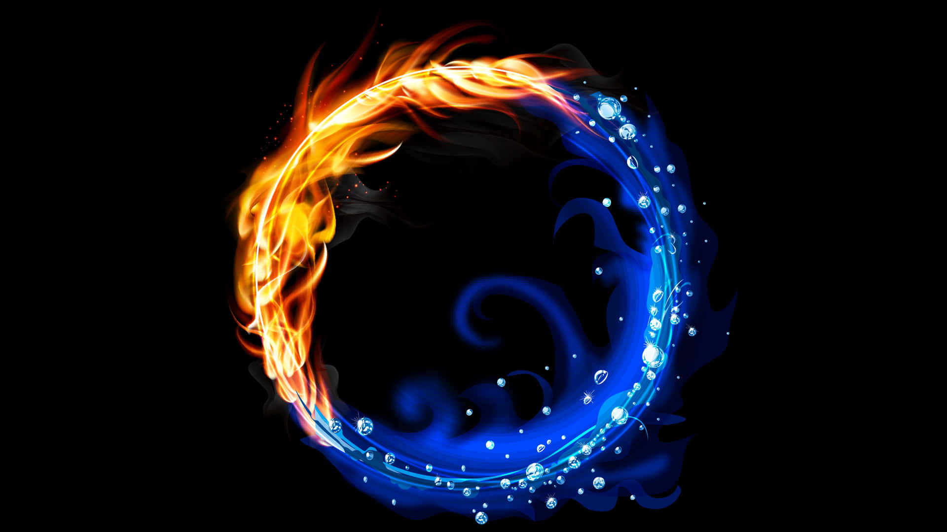 A Blue And Blue Fire Ring On A Black Background Background