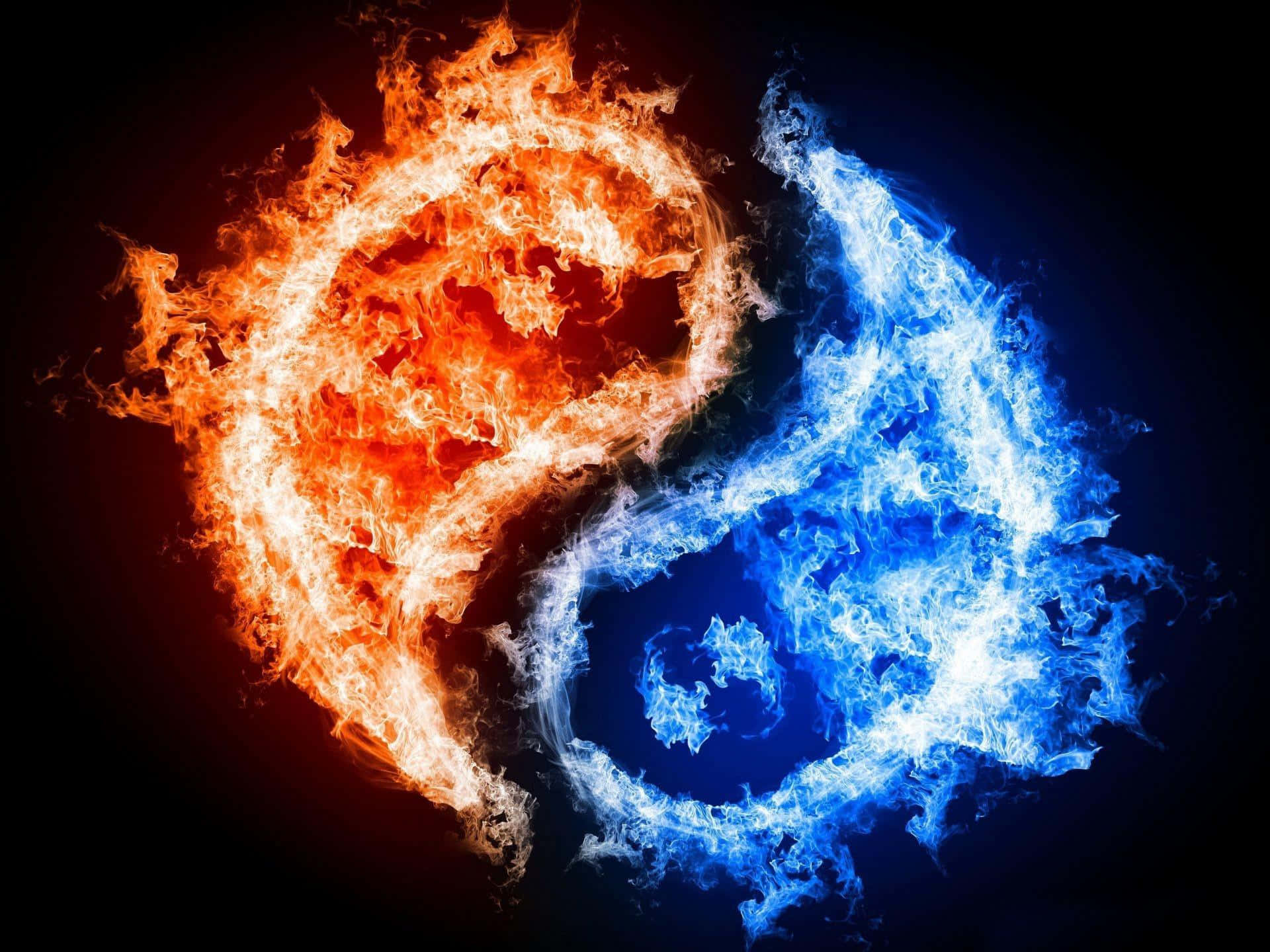 A Blue And Blue Yin Yang Symbol On A Black Background Background
