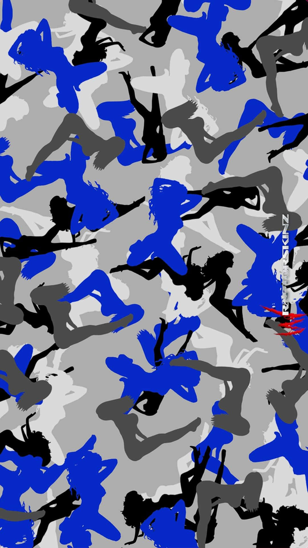 A Blue And Gray Camouflage Pattern With A Lot Of People Background