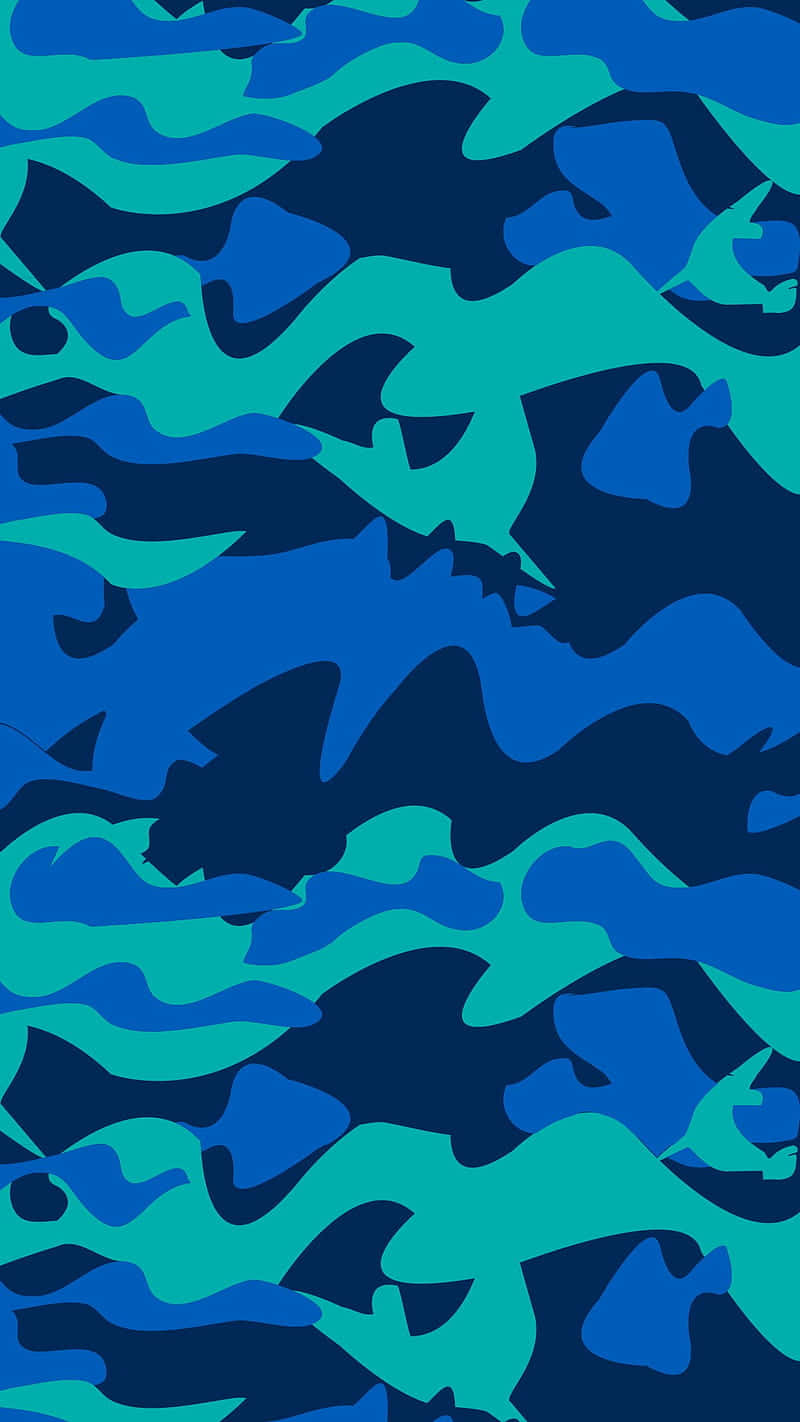 A Blue And Green Camouflage Pattern Background