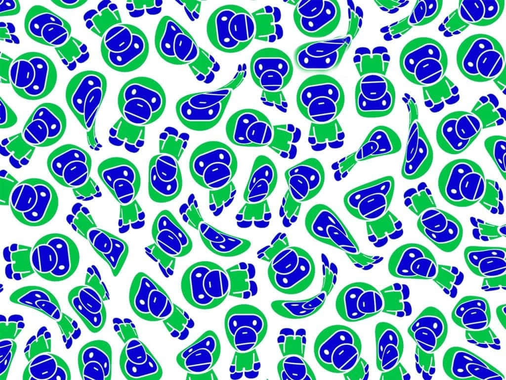 A Blue And Green Pattern With A Lot Of Little Blue And Green Animals Background