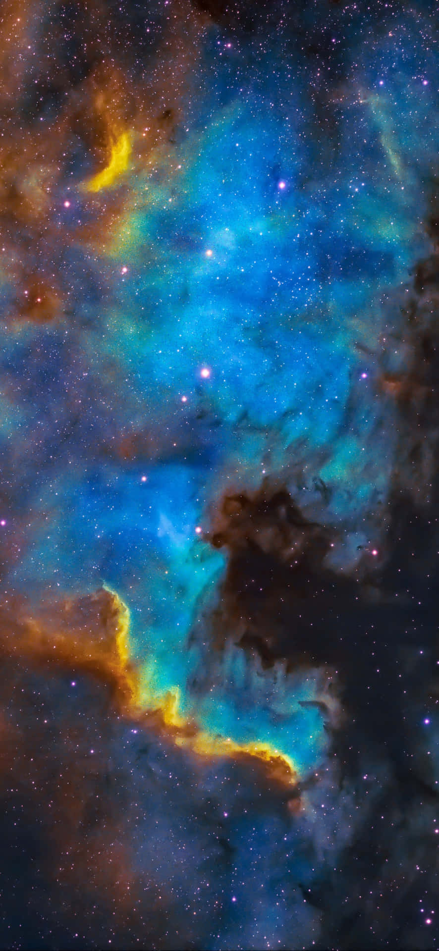 A Blue And Orange Nebula With Stars In The Background Background