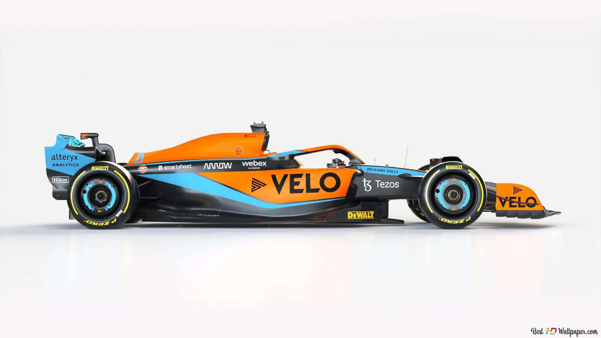 A Blue And Orange Racing Car Is Shown Background