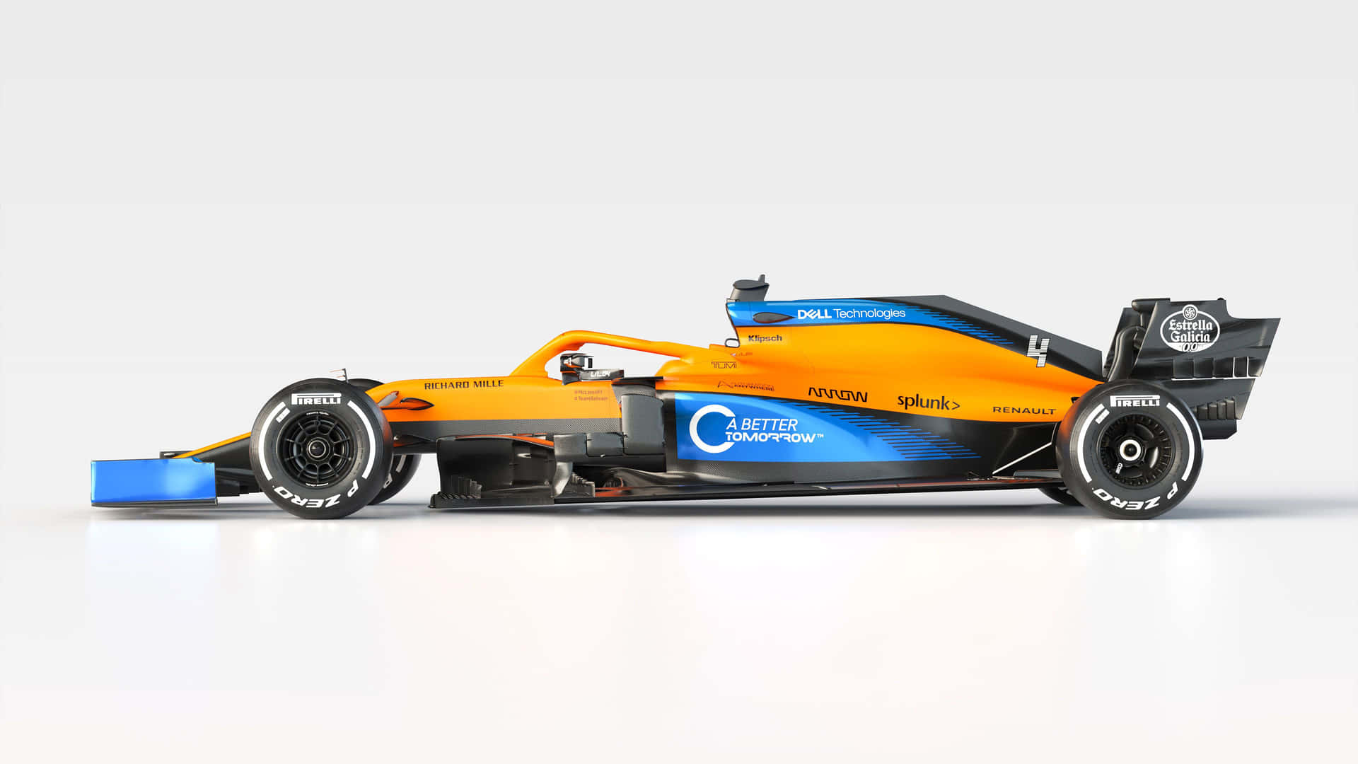 A Blue And Orange Racing Car On A White Background Background