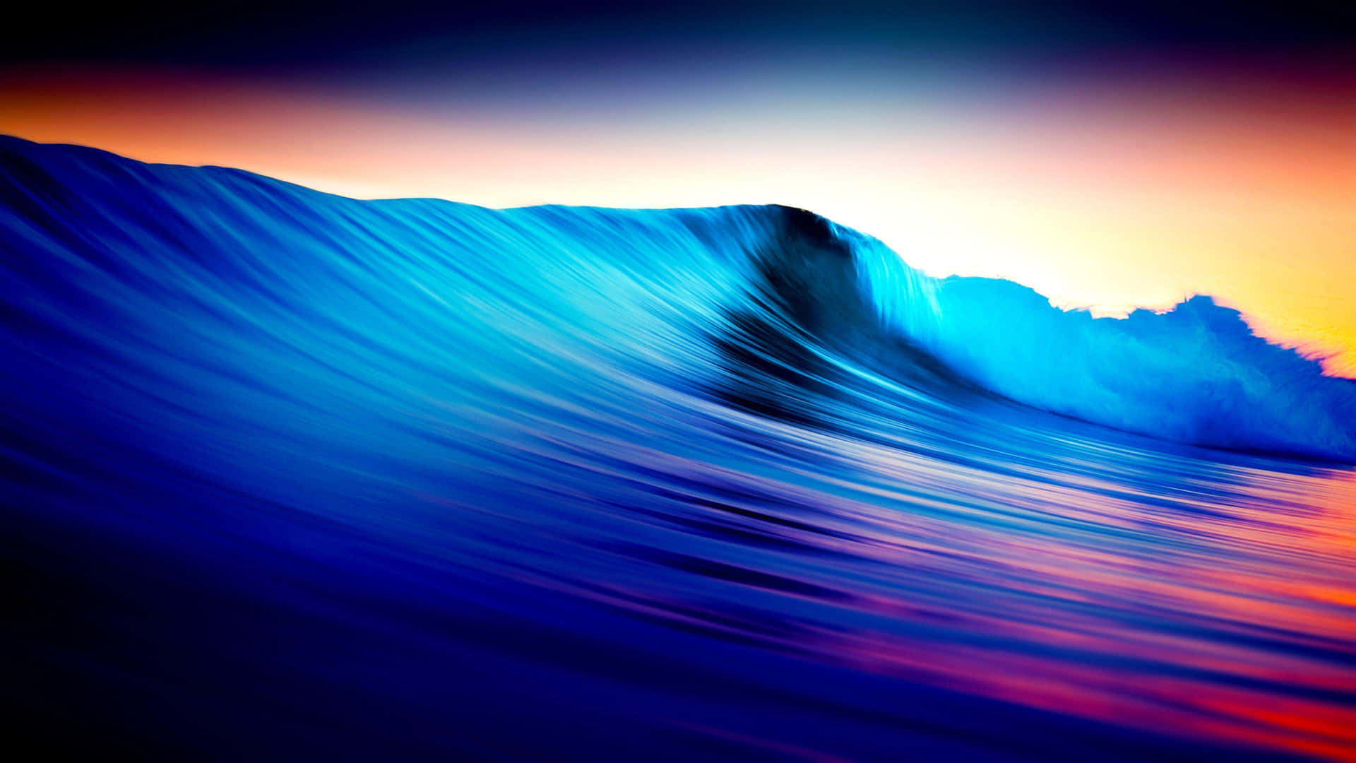 A Blue And Orange Wave At Sunset Background