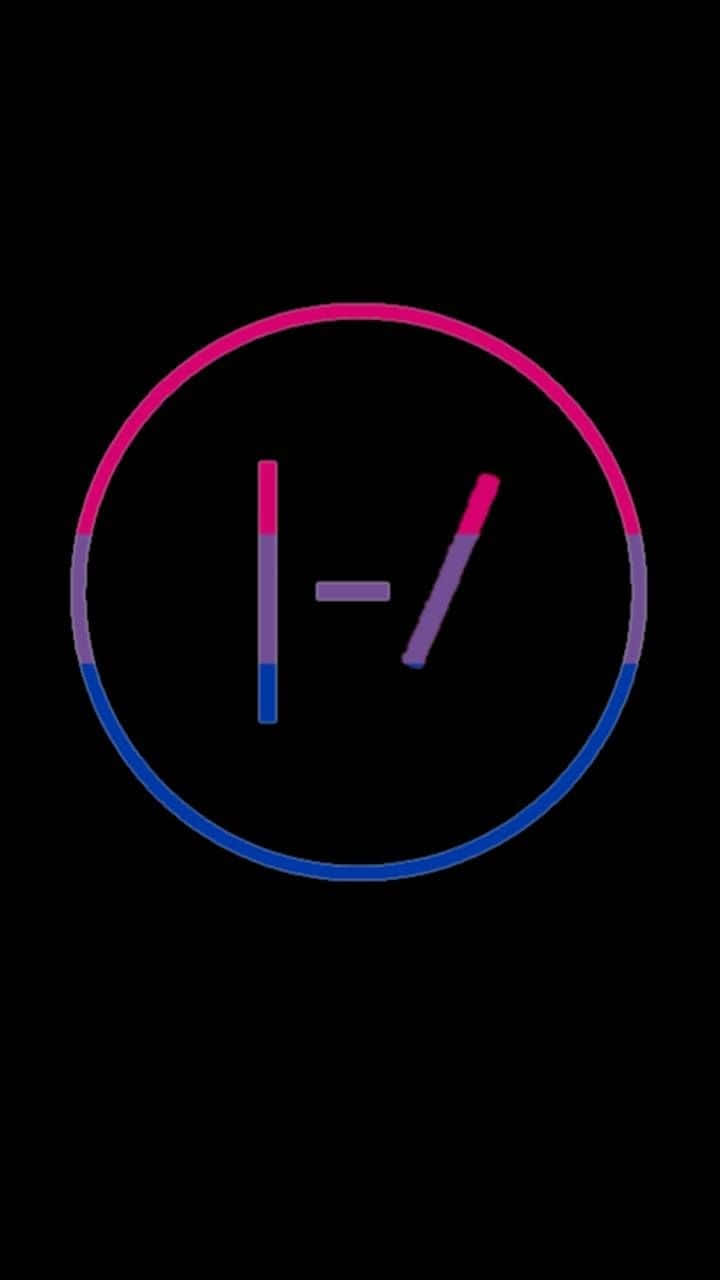 A Blue And Pink Circle With The Word N In It Background