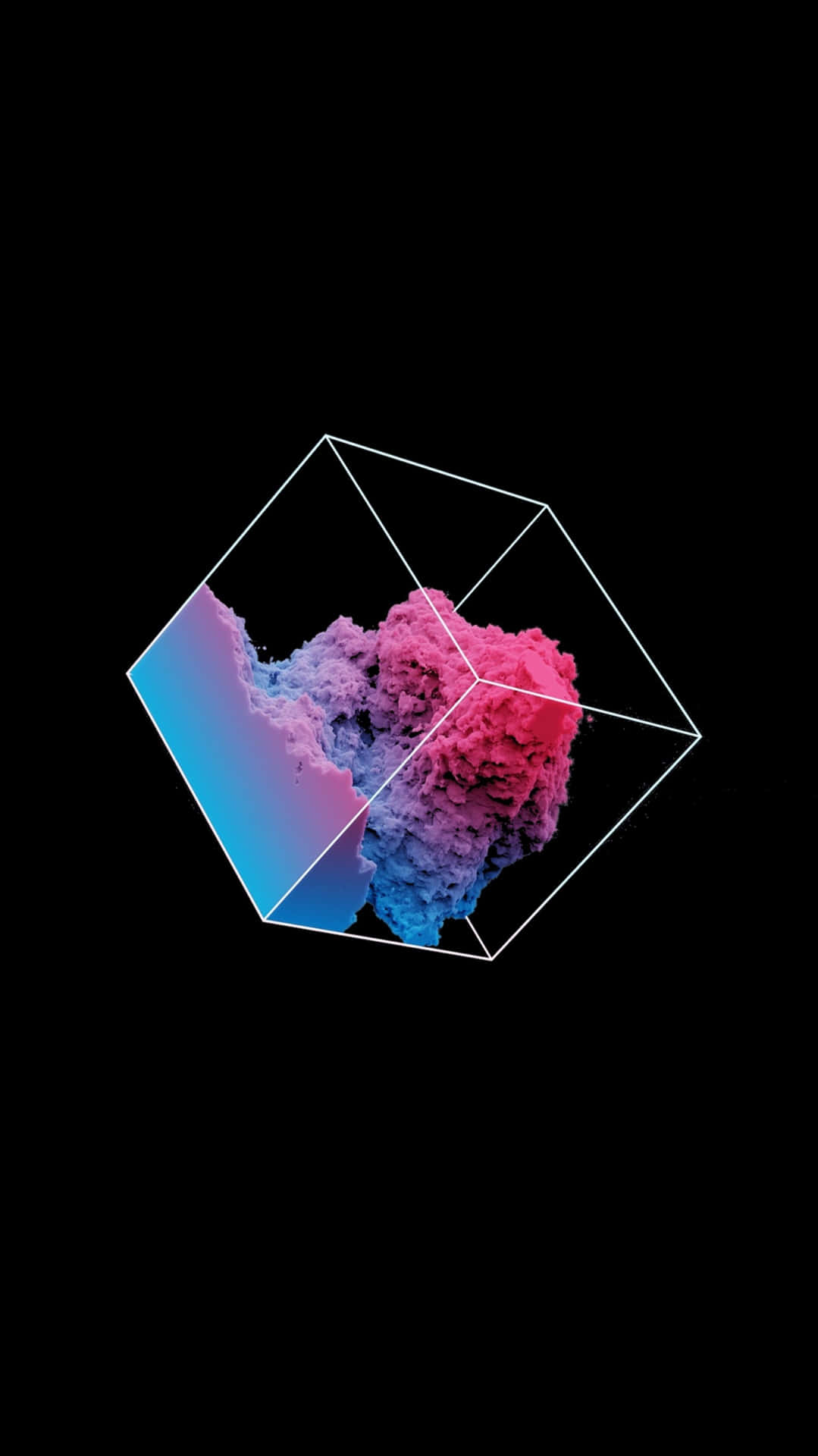 A Blue And Pink Cube With A Black Background