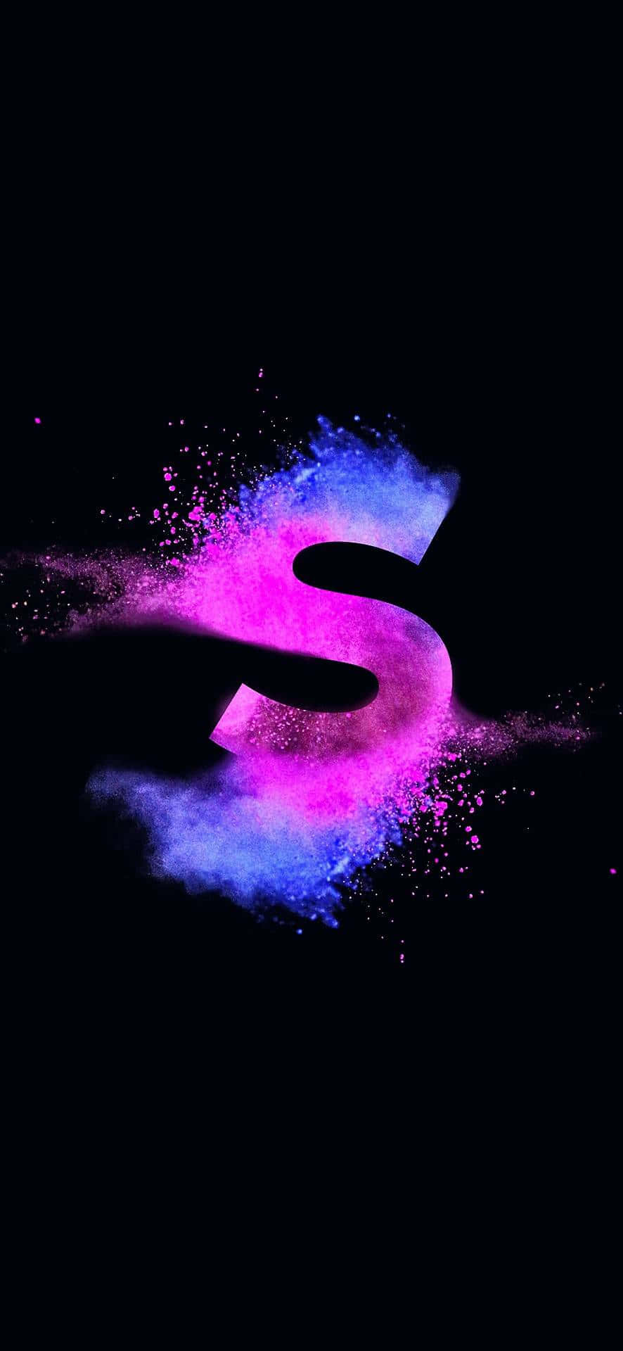 A Blue And Pink Letter S On A Black Background Background