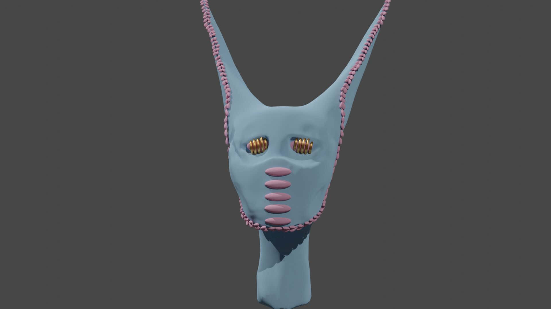 A Blue And Pink Shaped Head With A Pink Nose Background