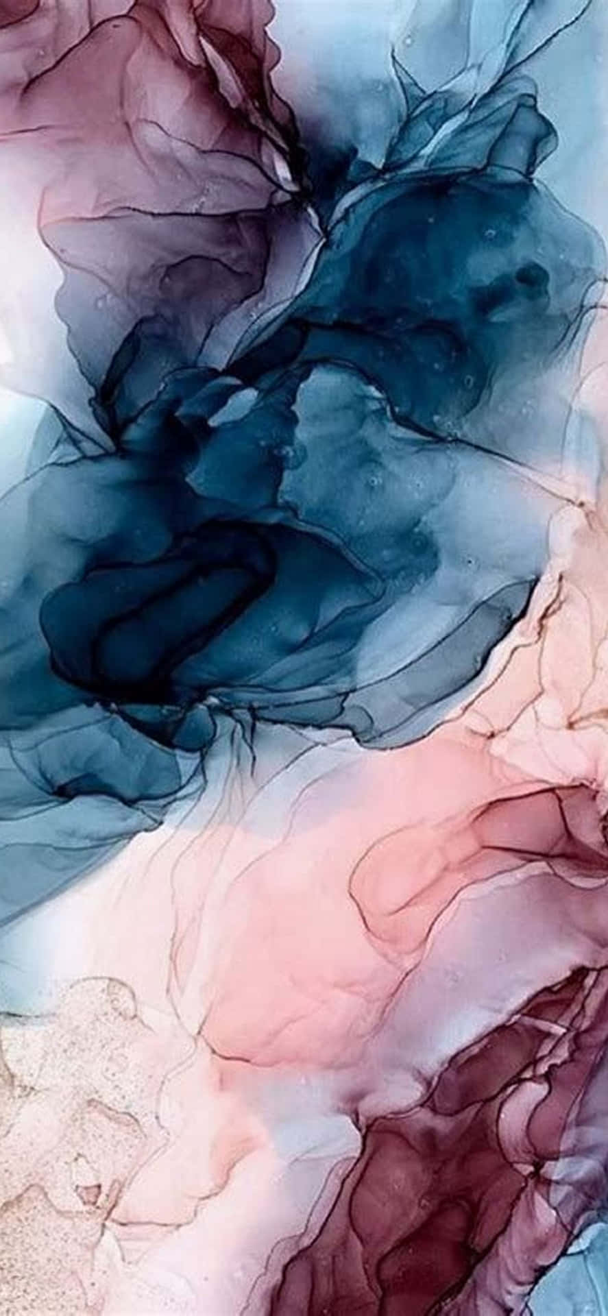 A Blue And Pink Watercolor Painting On A Wall Background