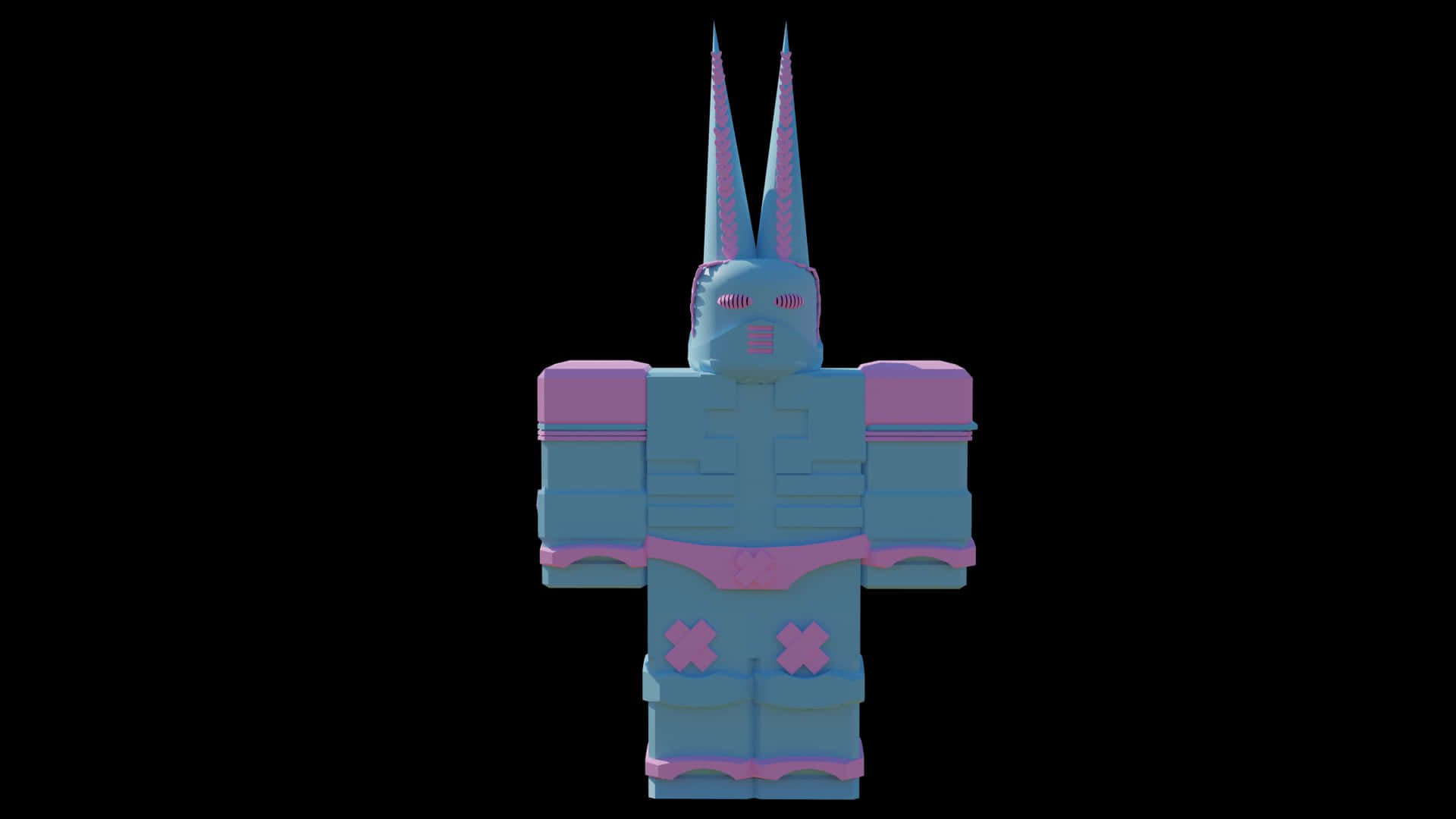 A Blue And Purple 3d Model Of A Man With Horns Background