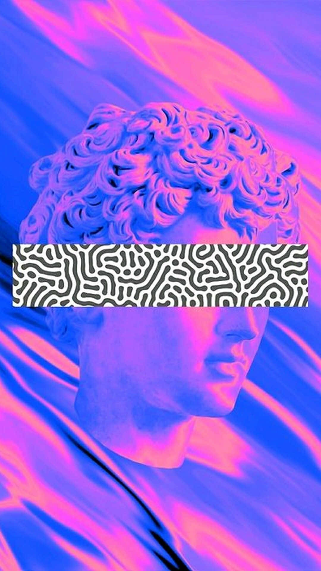 A Blue And Purple Background With A Head On It Background