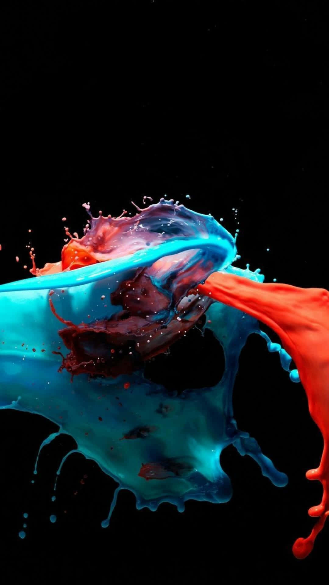 A Blue And Red Liquid Splashing Into A Black Background Background
