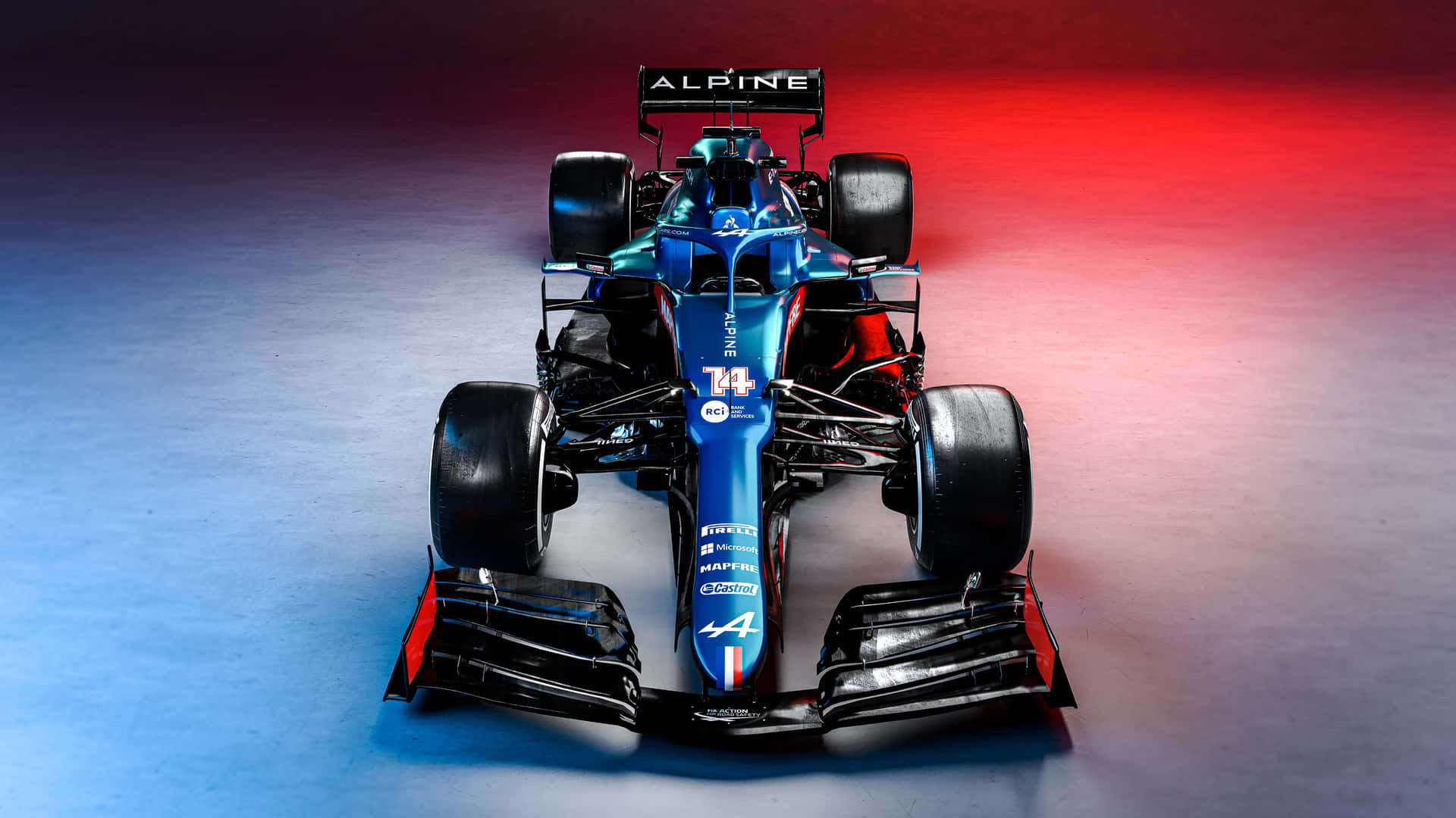 A Blue And Red Racing Car In A Dark Room Background