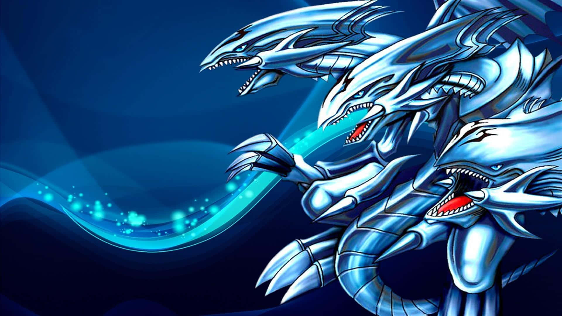 A Blue And Silver Dragon With A Blue Background Background