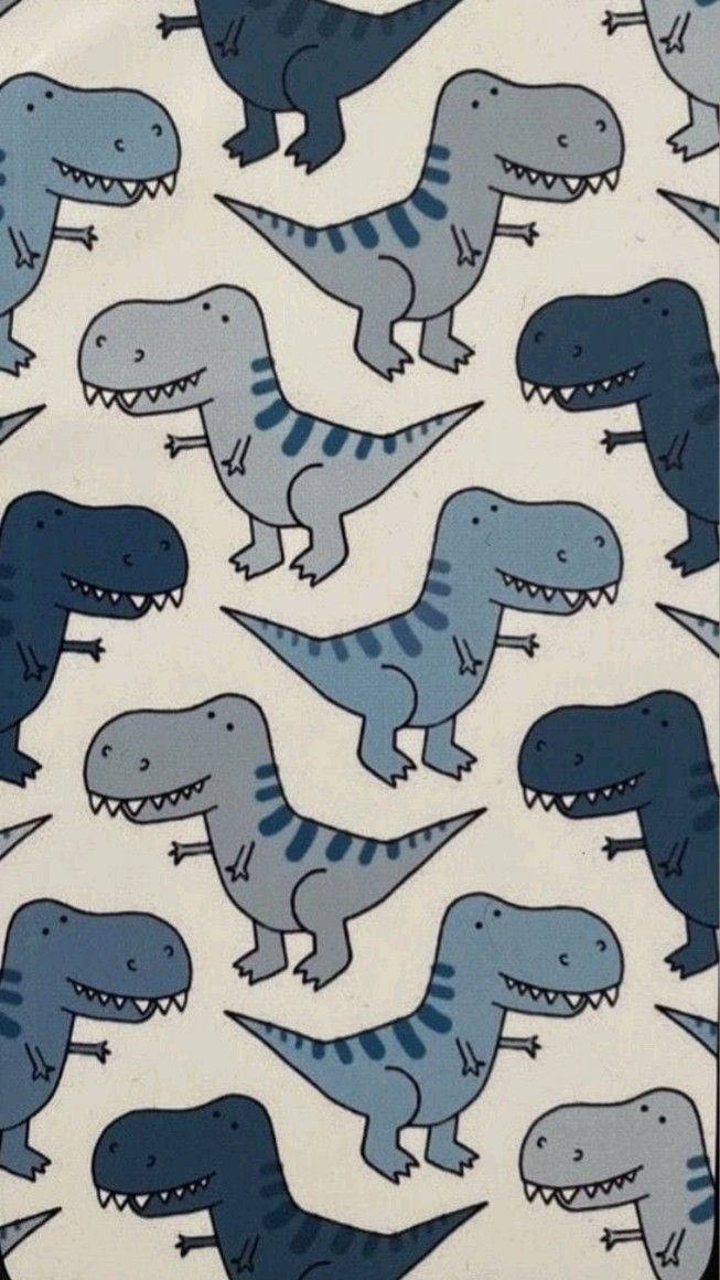 A Blue And White Dinosaur Fabric With A Blue And White Pattern Background