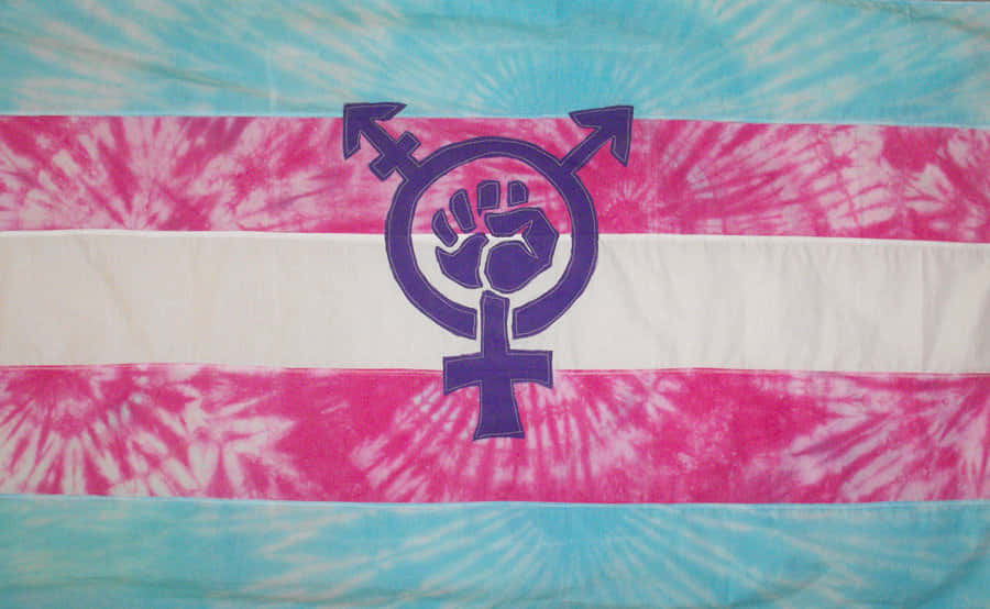 A Blue And White Flag With A Symbol Of A Woman Background