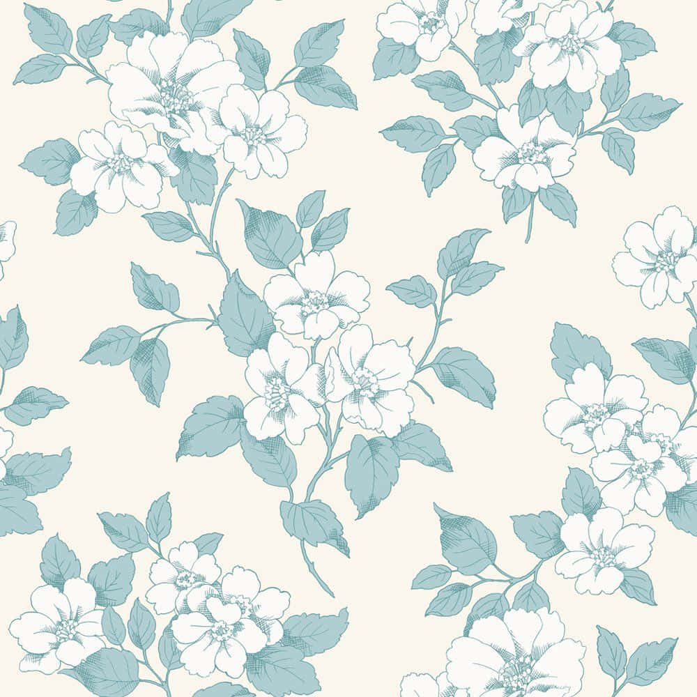 A Blue And White Floral Wallpaper Background