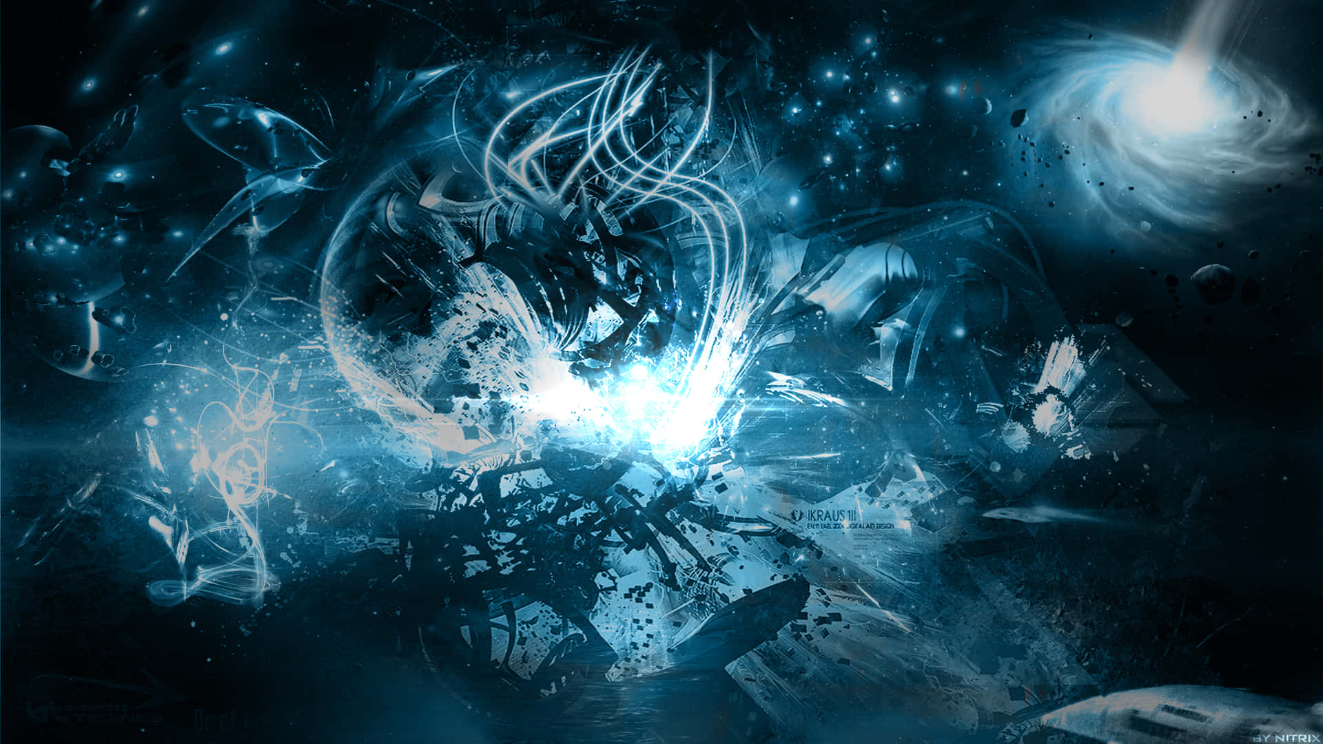 A Blue And White Image Of A Spaceship Background