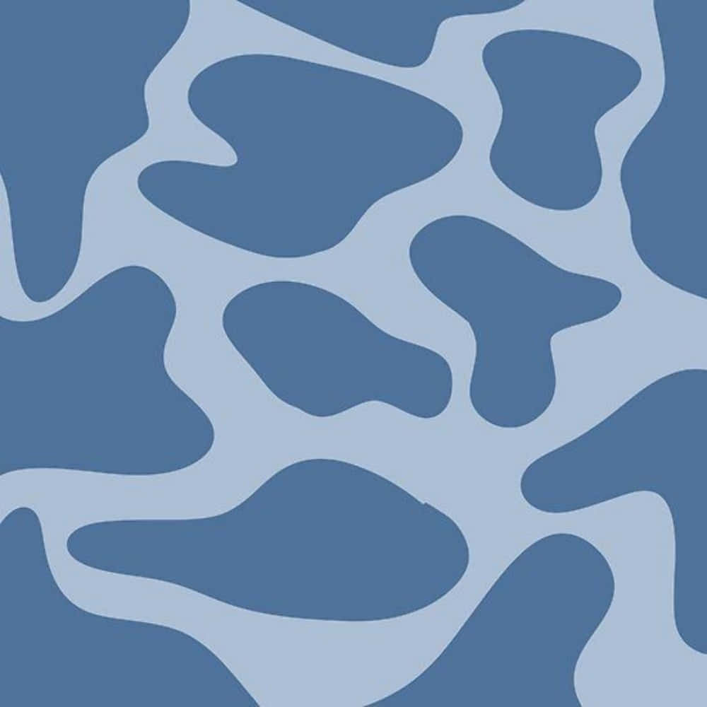 A Blue And White Pattern With A Cow Print Background