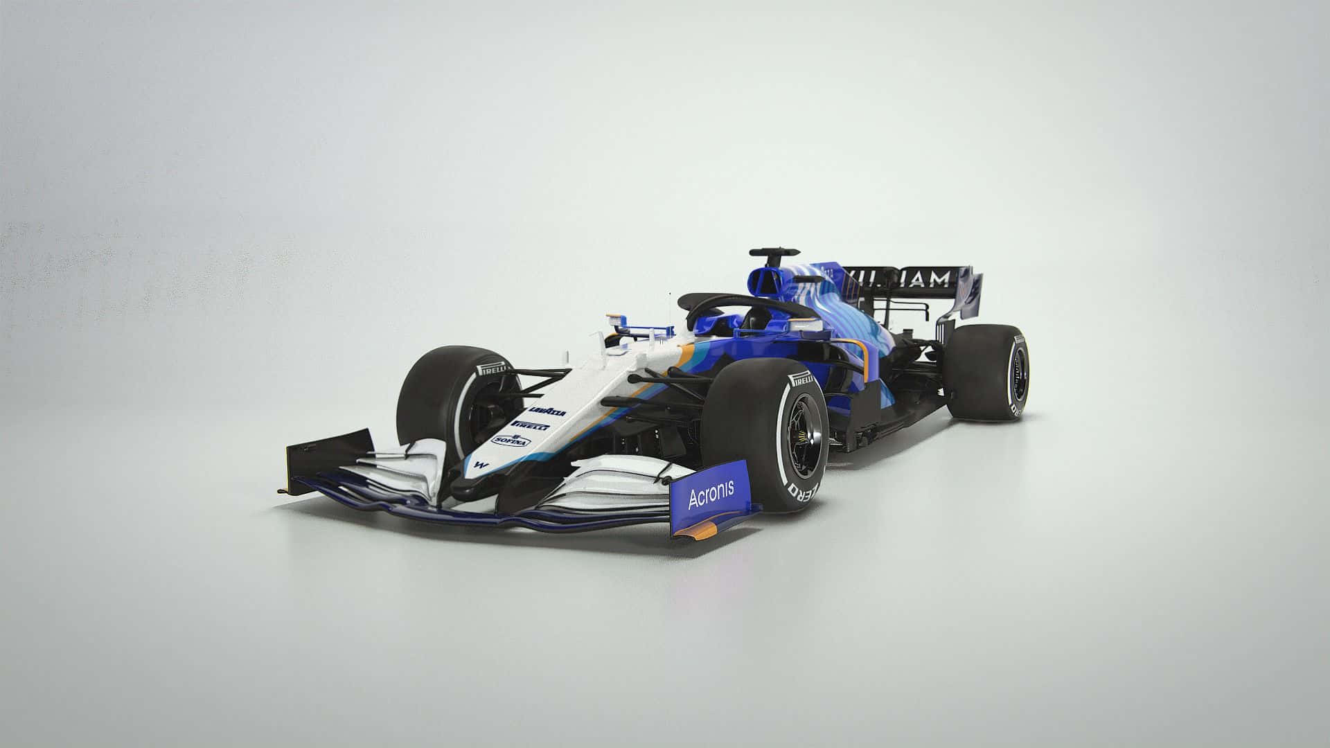 A Blue And White Racing Car On A White Background Background
