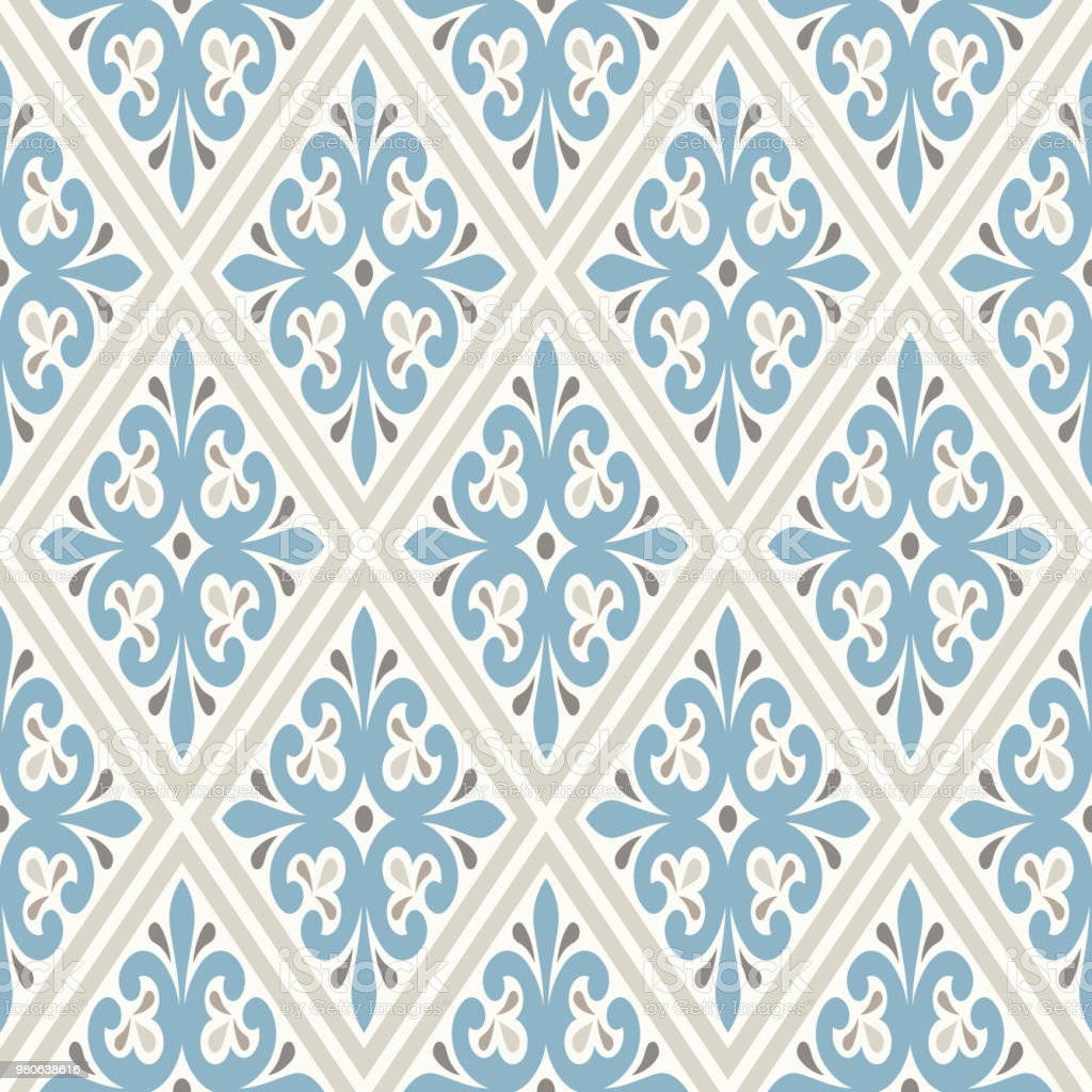 A Blue And White Tile Pattern Stock Photo Background