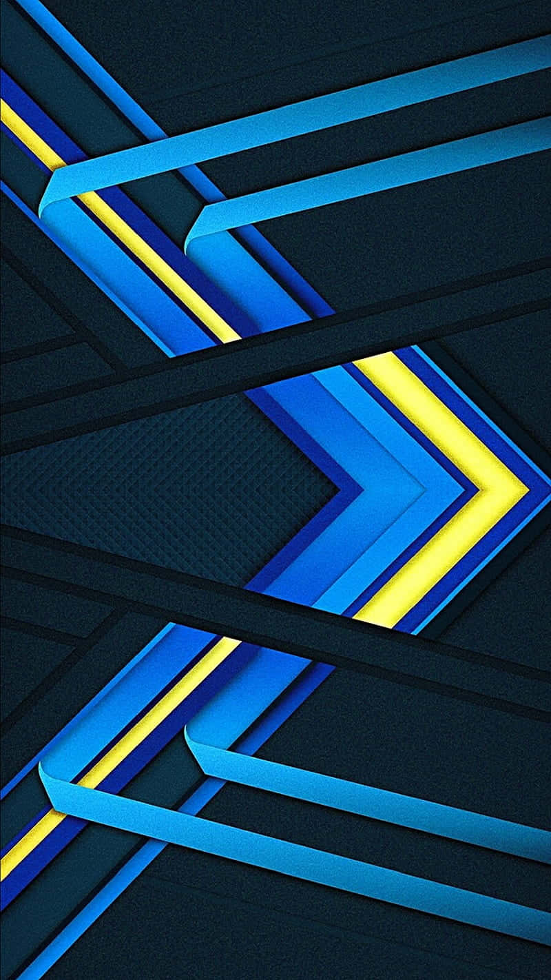 A Blue And Yellow Arrow On A Black Background Background