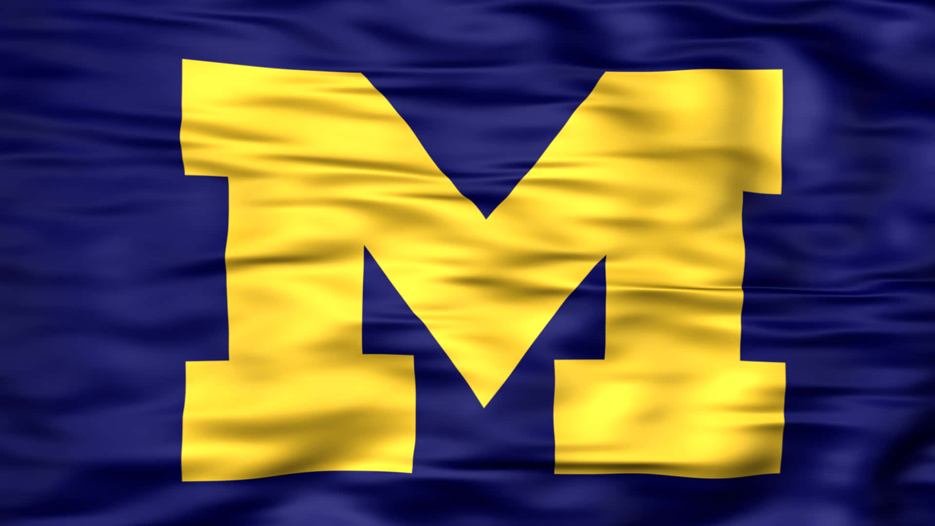 A Blue And Yellow Flag With The Letter M Background