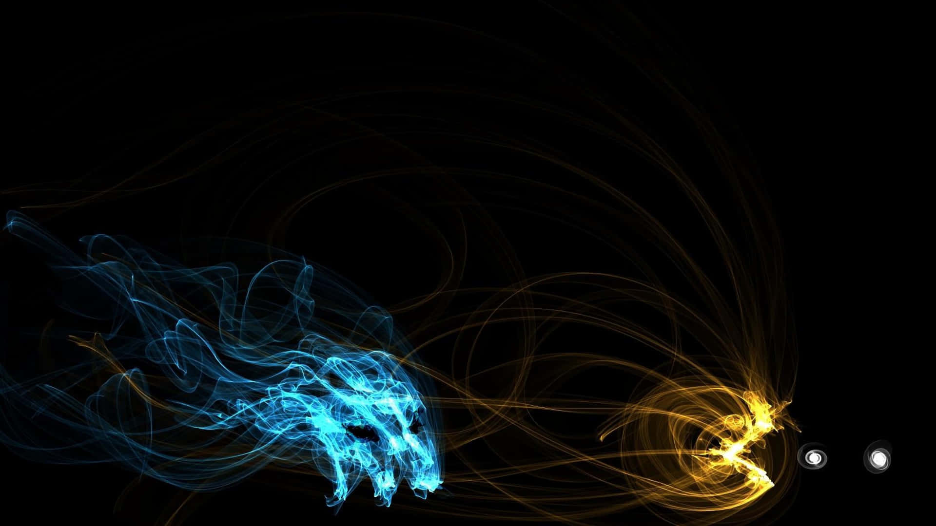 A Blue And Yellow Smoke Pattern On A Black Background Background