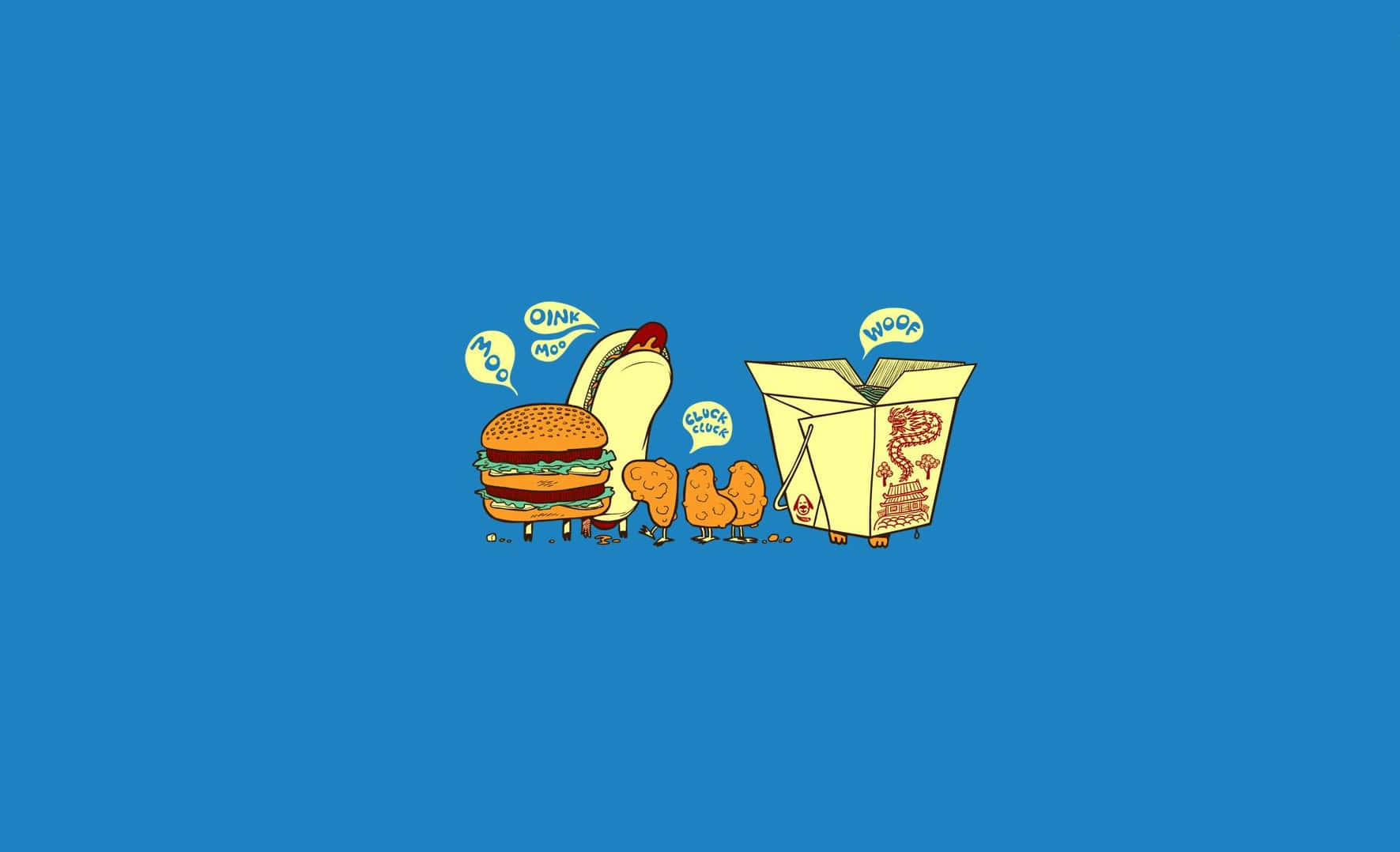 A Blue Background With A Cartoon Of A Hamburger And A Cup Of Soda Background