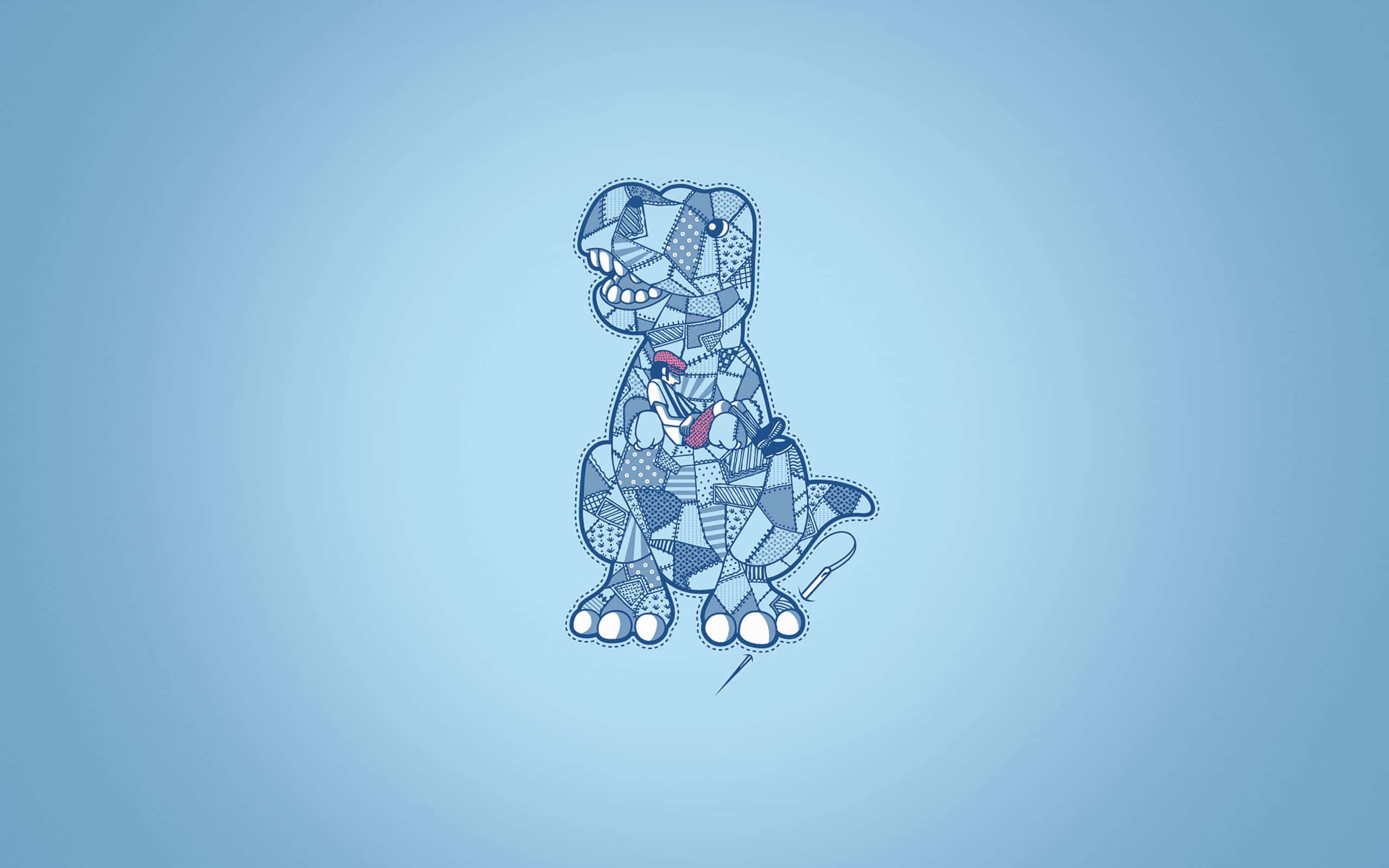 A Blue Background With A Dog On It Background
