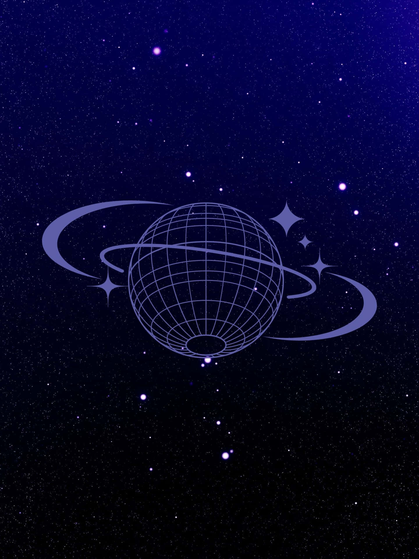 A Blue Background With A Planet In The Middle Background