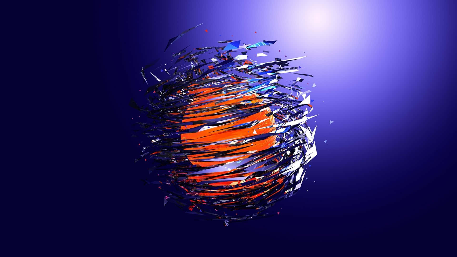 A Blue Background With A Red And Orange Ball