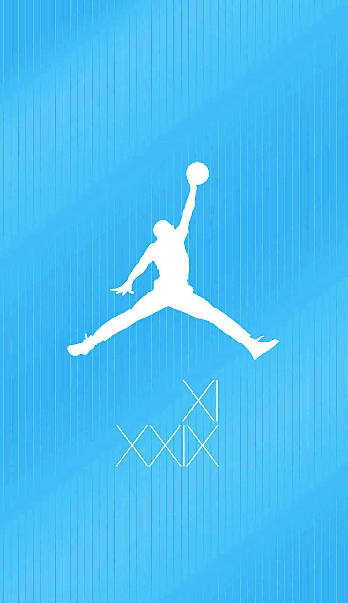 A Blue Background With A Silhouette Of A Jordan Logo Background