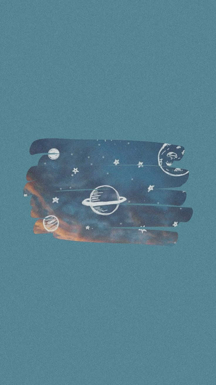 A Blue Background With A Space And Stars Background