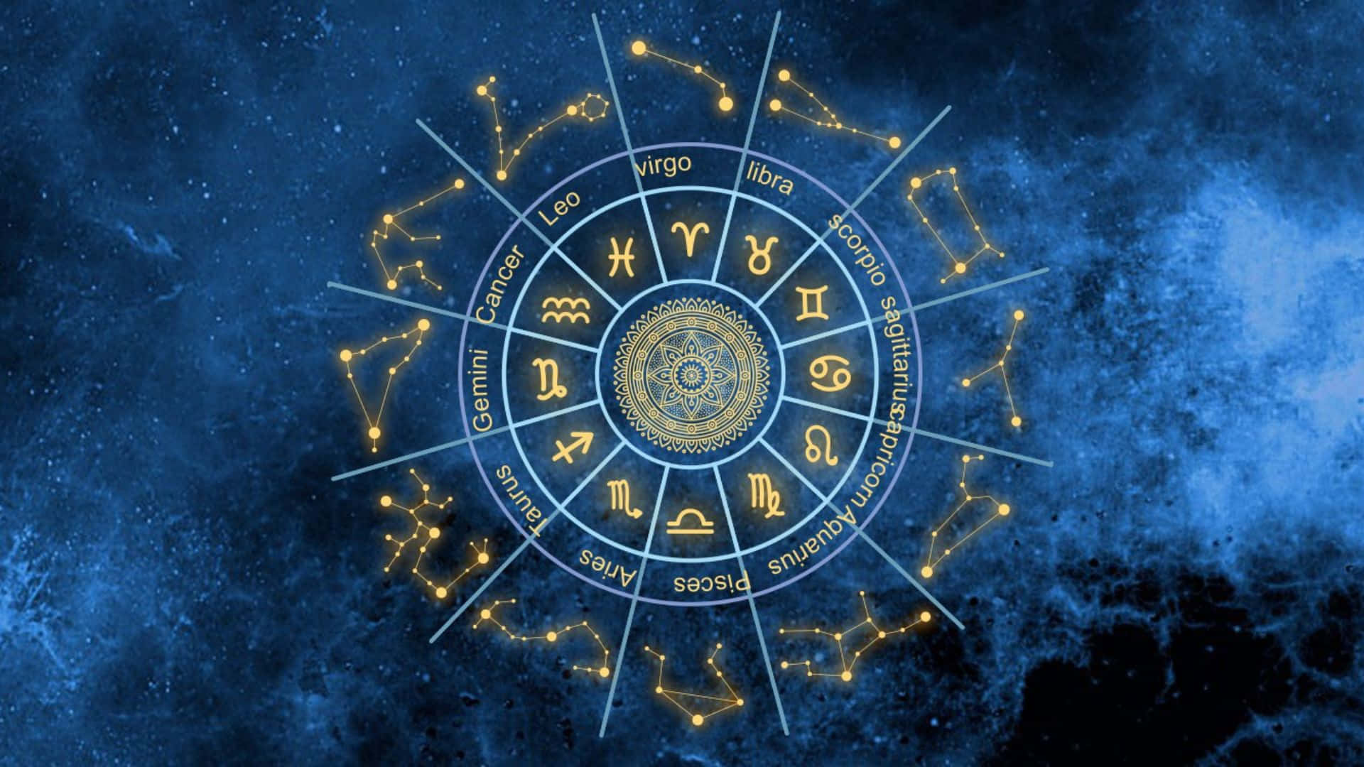 A Blue Background With Astrological Symbols Background