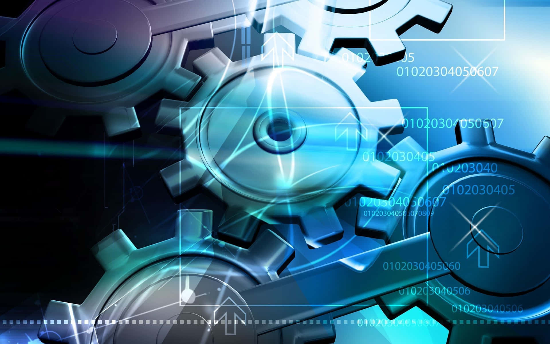 A Blue Background With Gears And Numbers Background