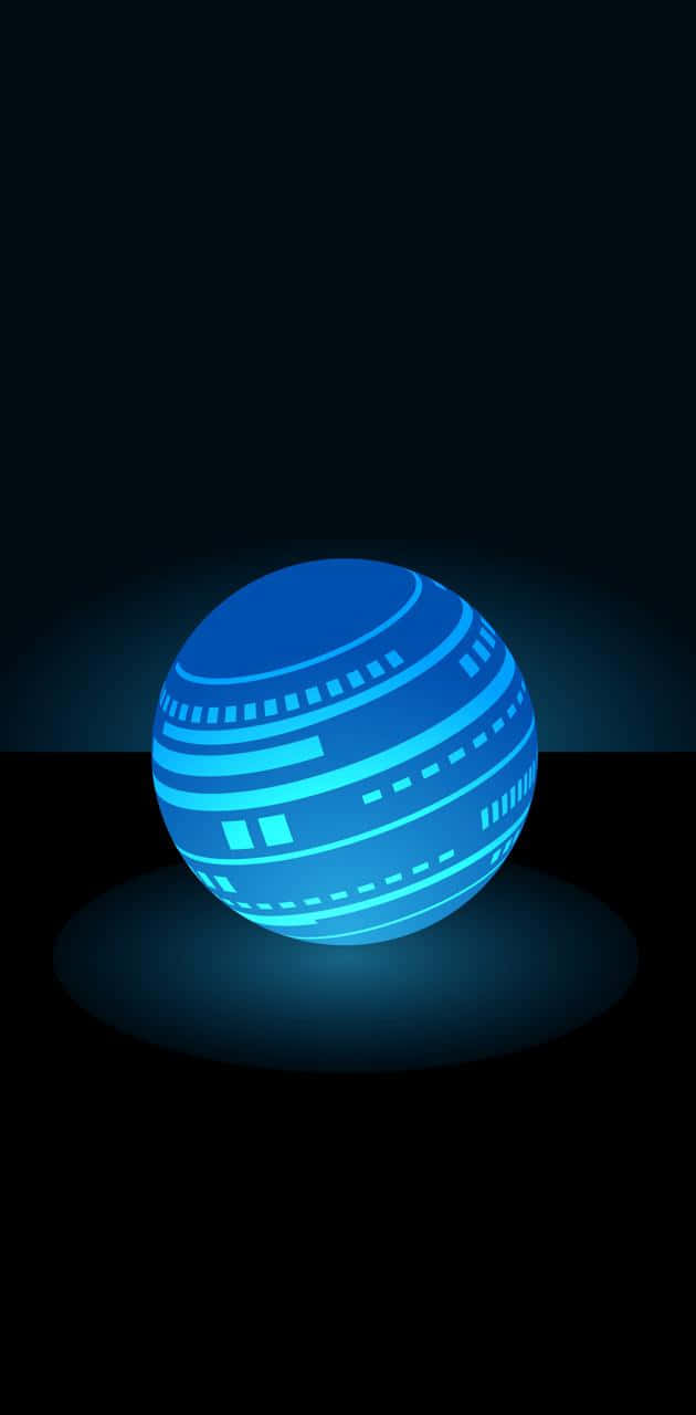 A Blue Ball With A Glowing Light On It Background