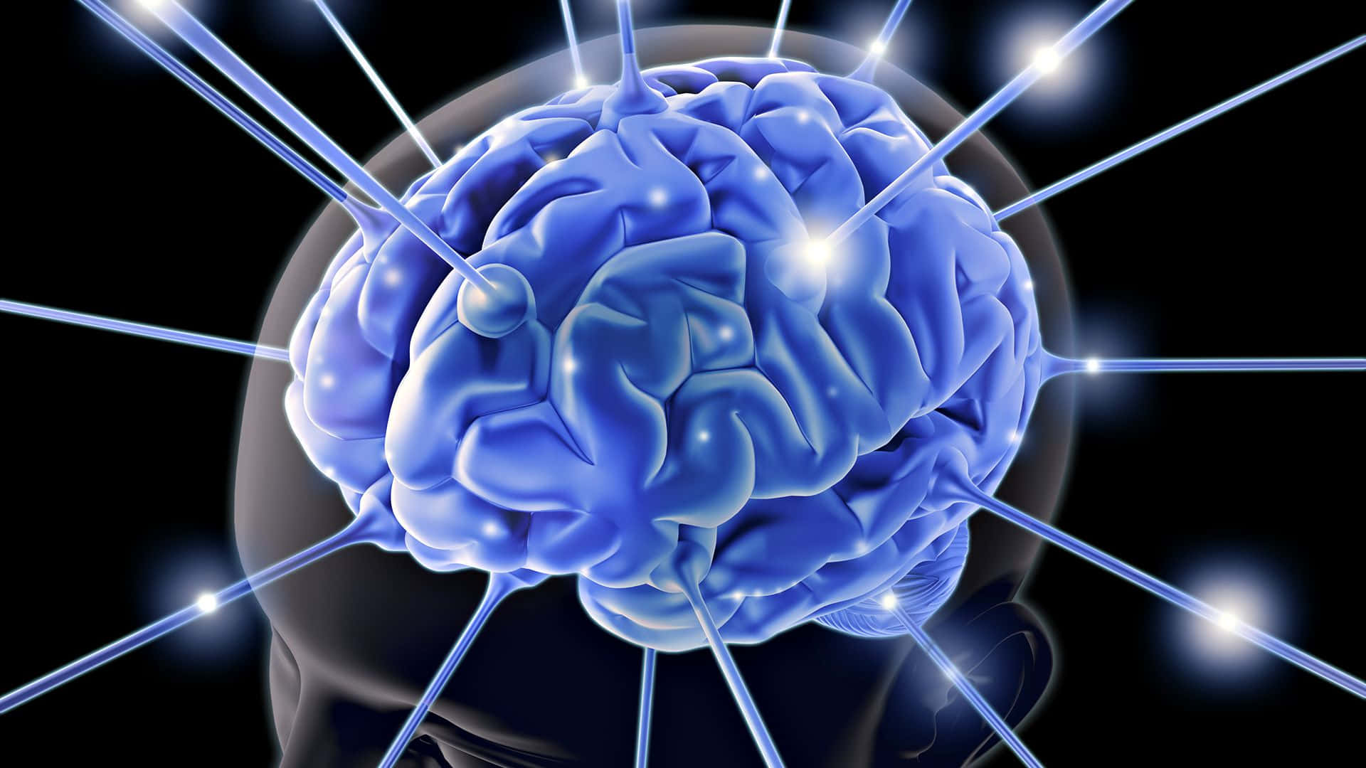 A Blue Brain With A Blue Light Coming Out Of It Background